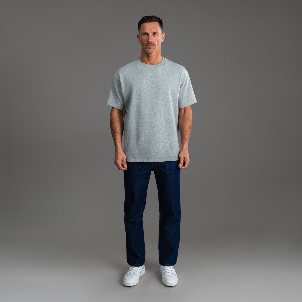Tags:(6'0" - 180 lbs) custom t-shirt tee model Tyler in Heather Gray