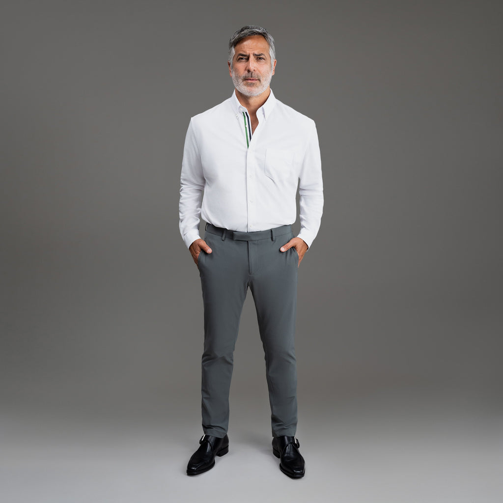 Custom Bespoke Tailored Mercer Shirt model Guillermo in White