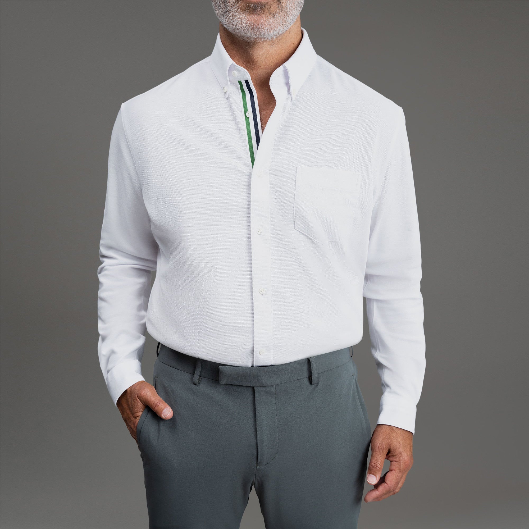 Custom Bespoke Tailored Mercer Shirt model Guillermo in White