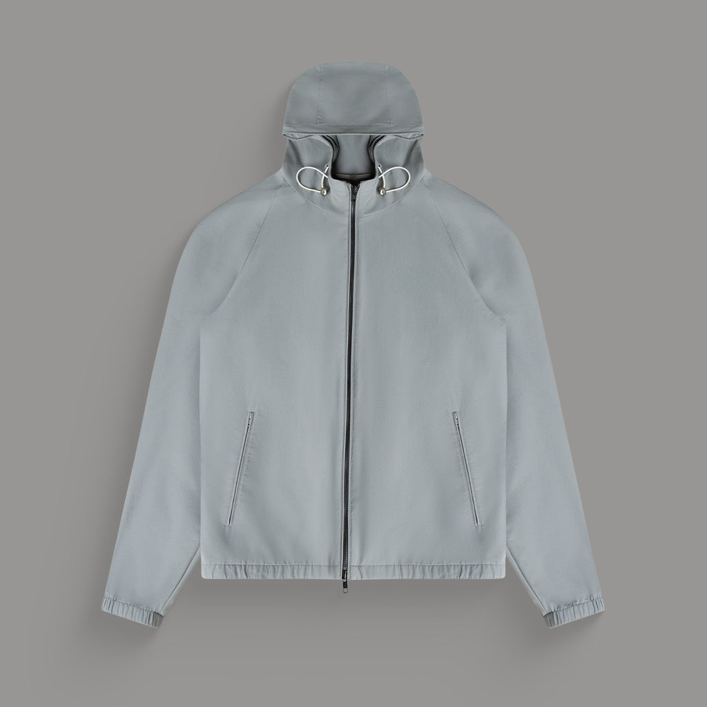 men's custom hooded jacket model Tyler in Light Gray