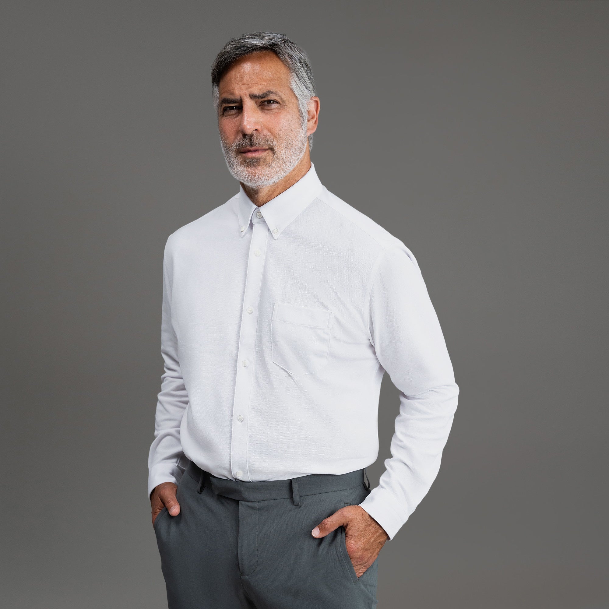 Custom Bespoke Tailored Mercer Shirt model Guillermo in White