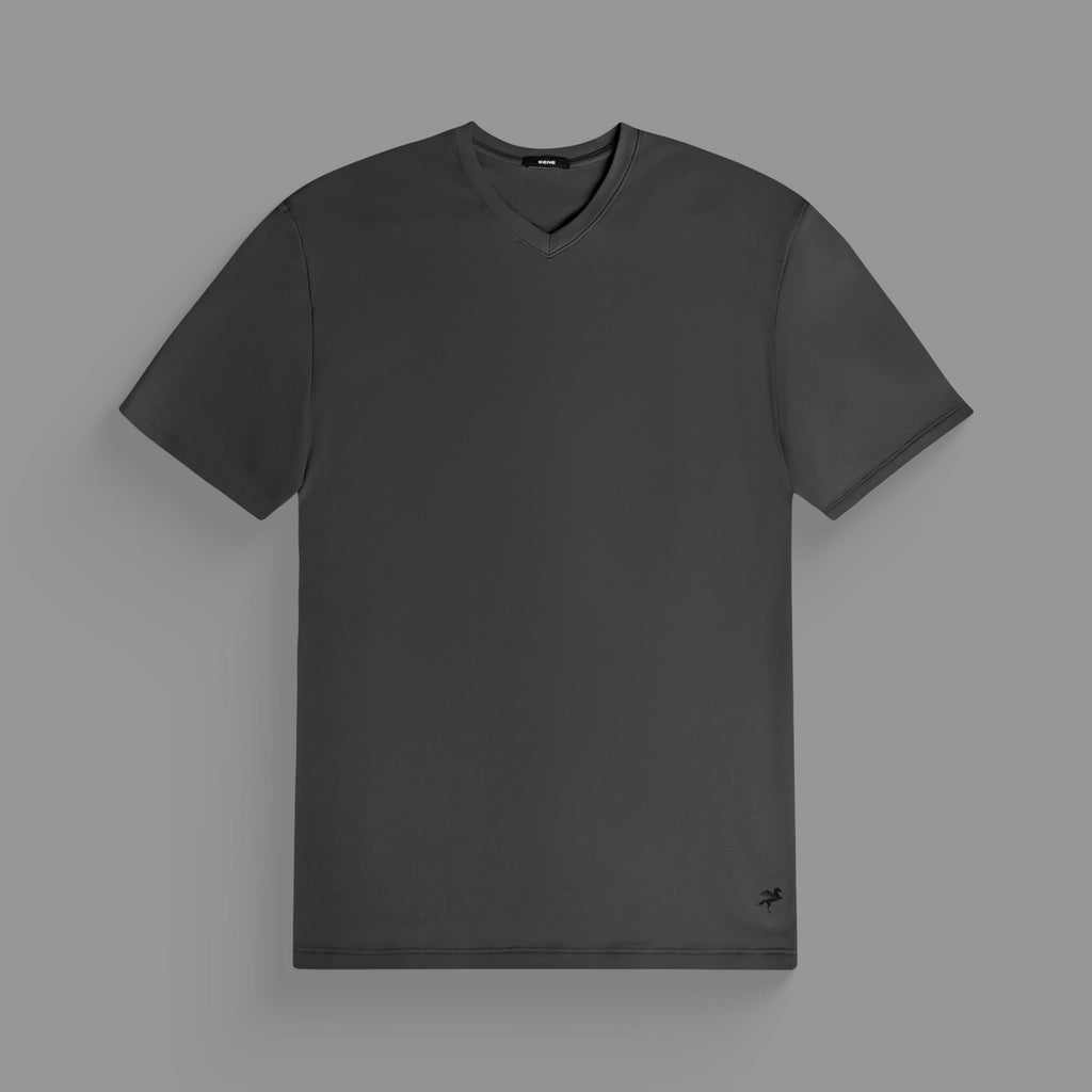 Cumulus v-neck t-shirt on a beige background model Tyler in Best-Seller