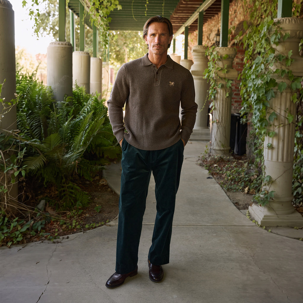 Knit Rugby Polo model Tyler in Fieldstone