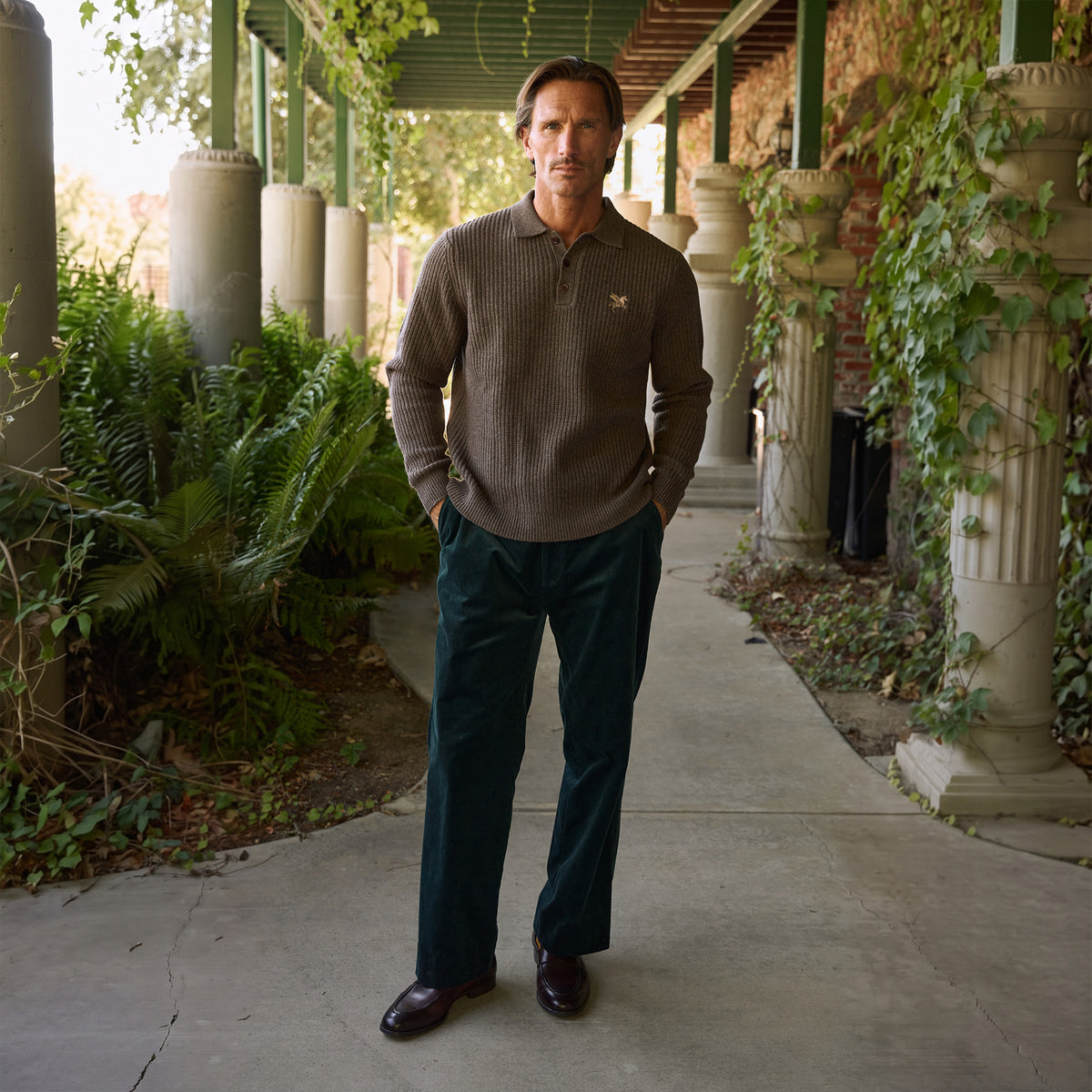 Knit Rugby Polo model Tyler in Fieldstone