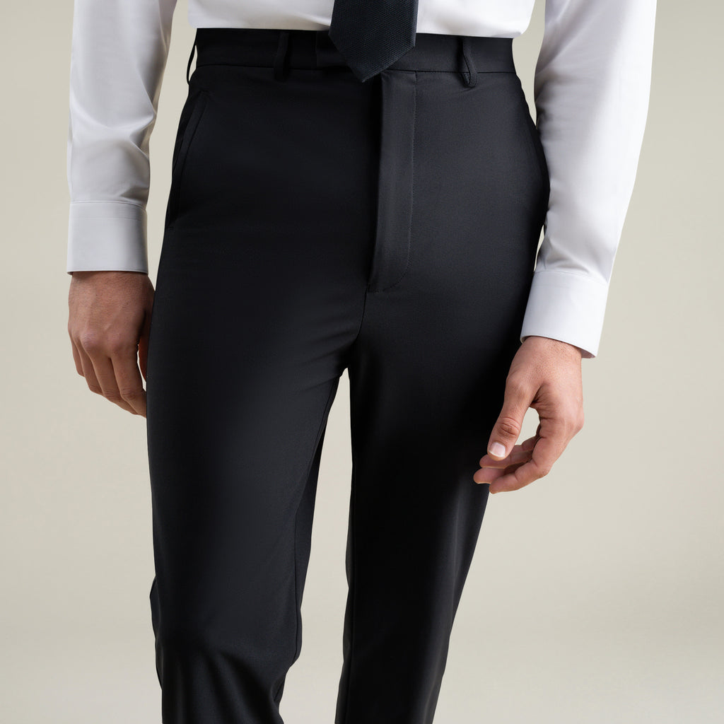 Tags:(6'1"|165) Bespoke custom athleisure technical athletic stretch suit los angeles model Jessey in Black