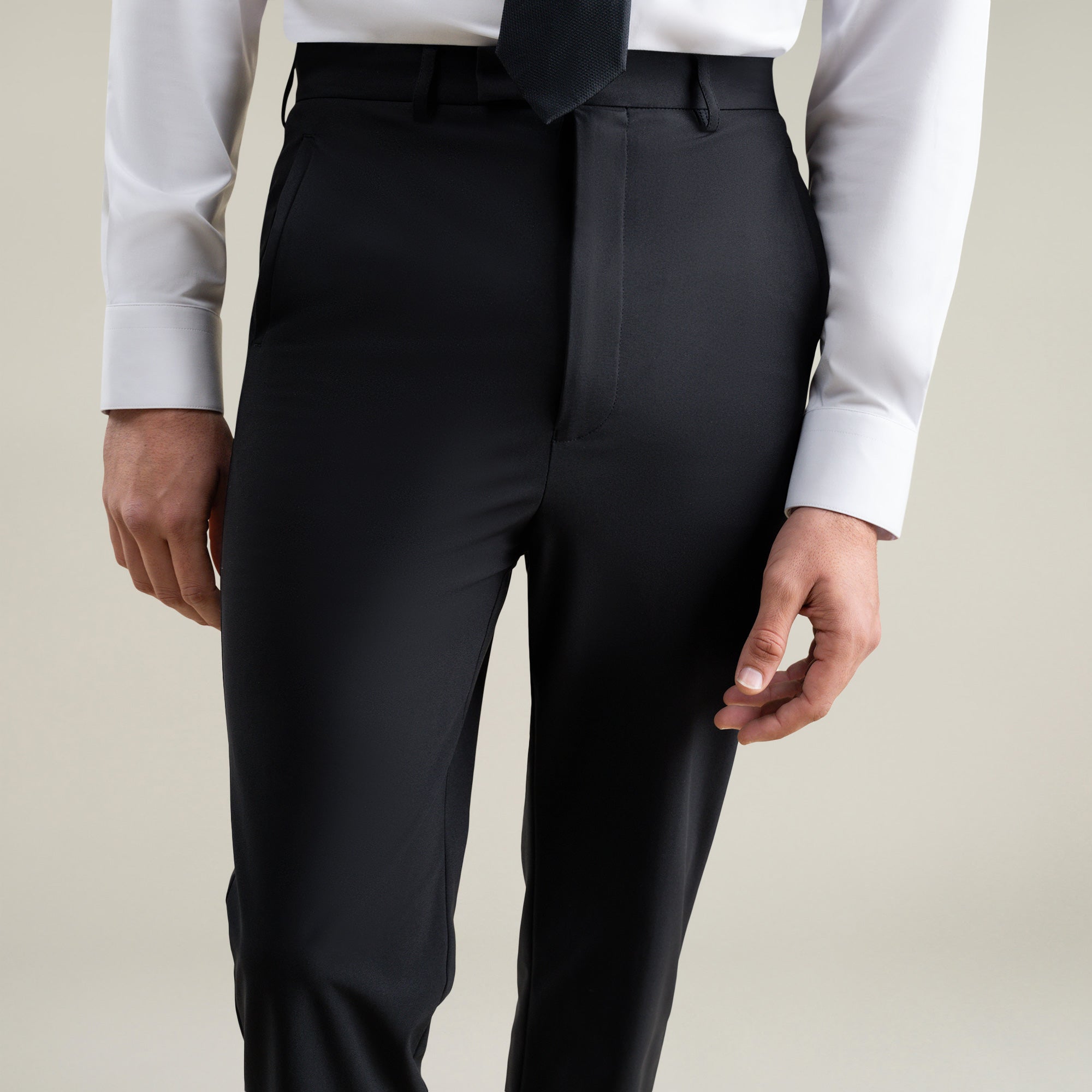 Tags:(6'1"|165) Bespoke custom athleisure technical athletic stretch suit los angeles model Jessey in Black