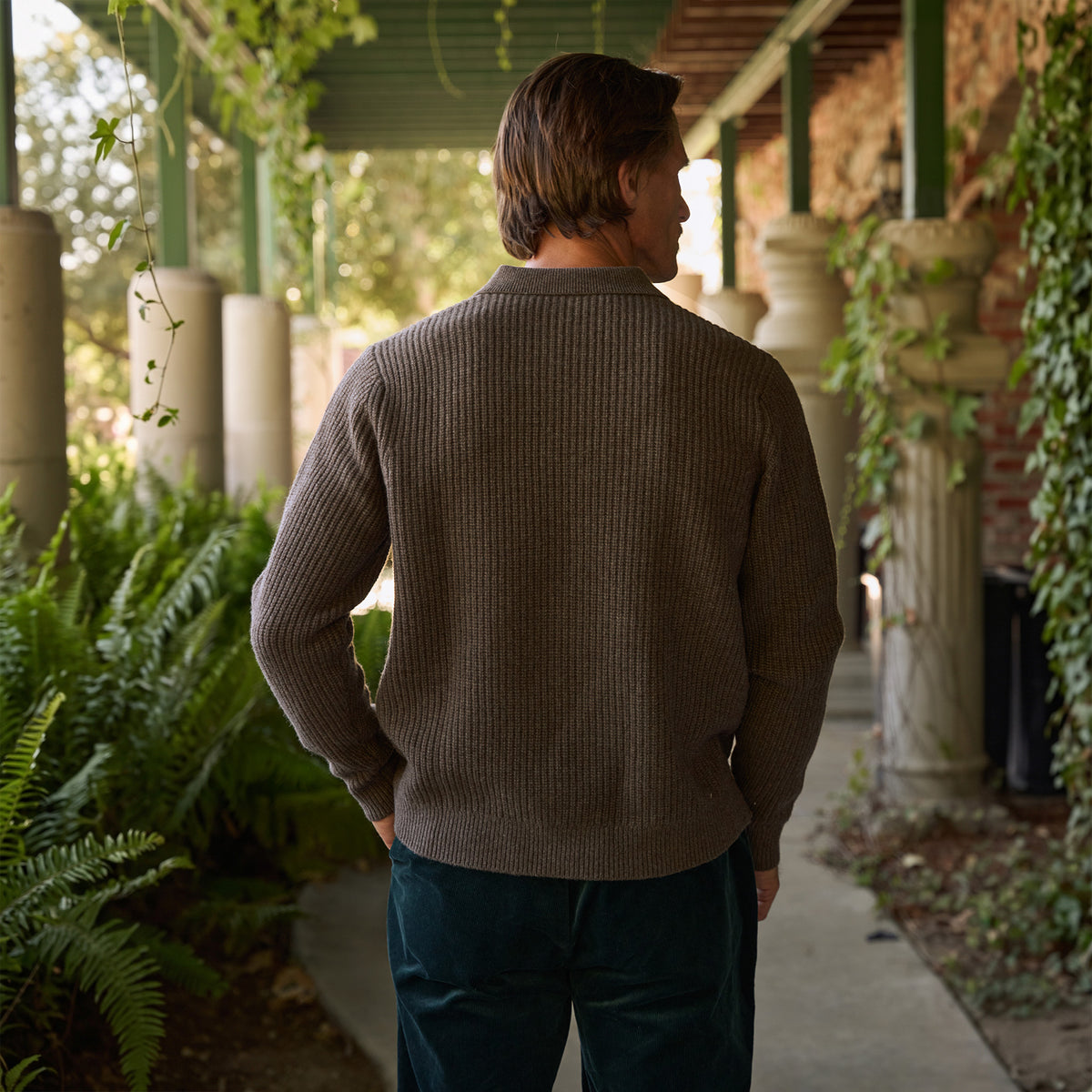 Knit Rugby Polo model Tyler in Fieldstone