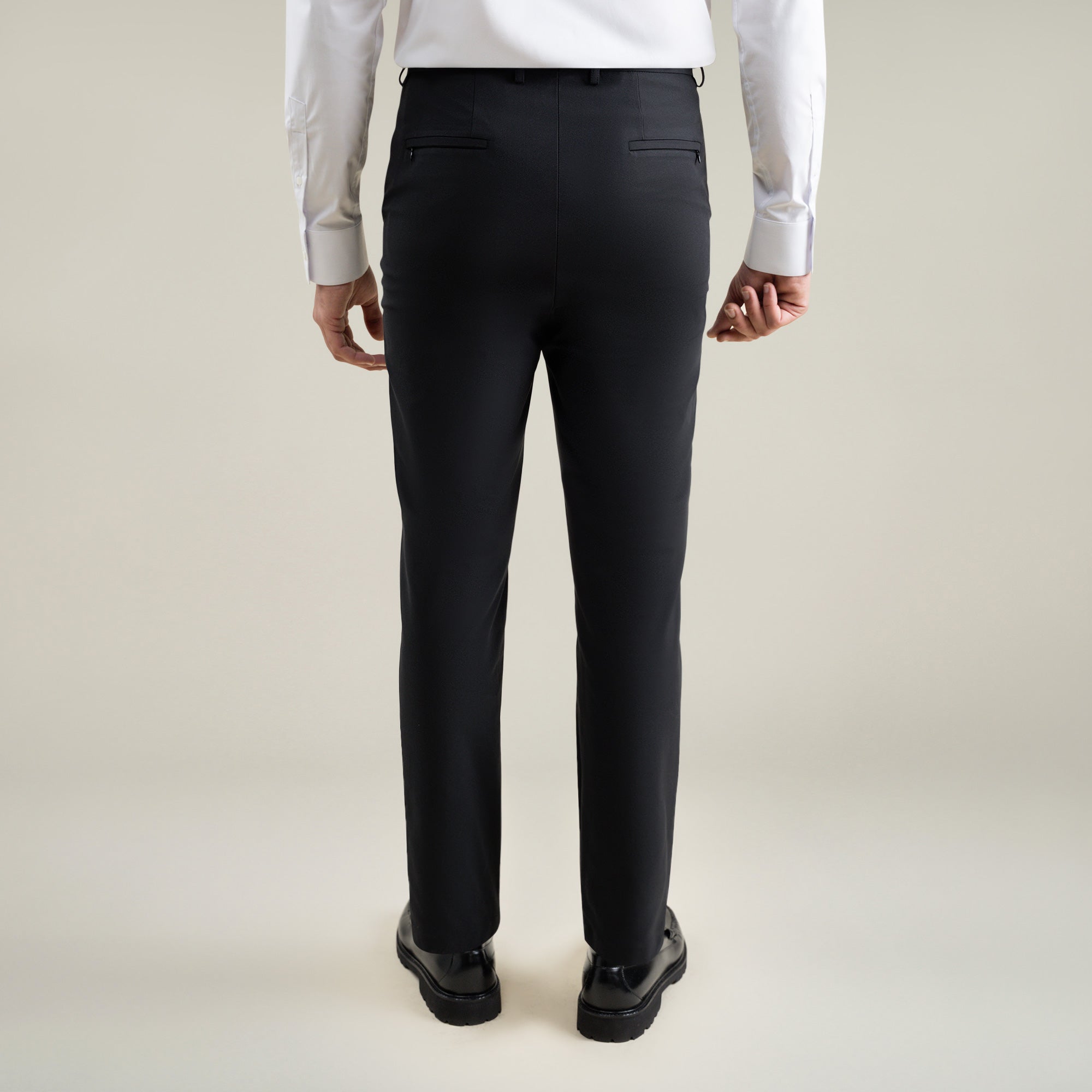 Tags:(6'1"|165) Bespoke custom athleisure technical athletic stretch suit los angeles model Jessey in Black