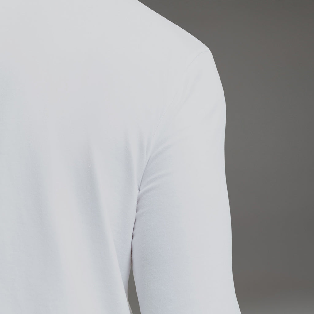 Custom longsleeve t-shirt on model Glen in White