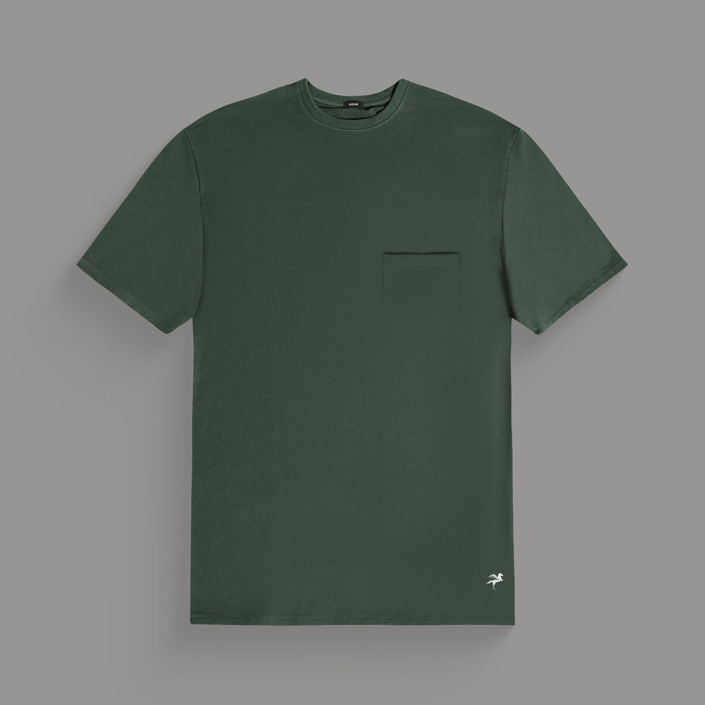 Tags:(6'0" - 180 lbs|Medium) custom t-shirt tee model Tyler in Moss