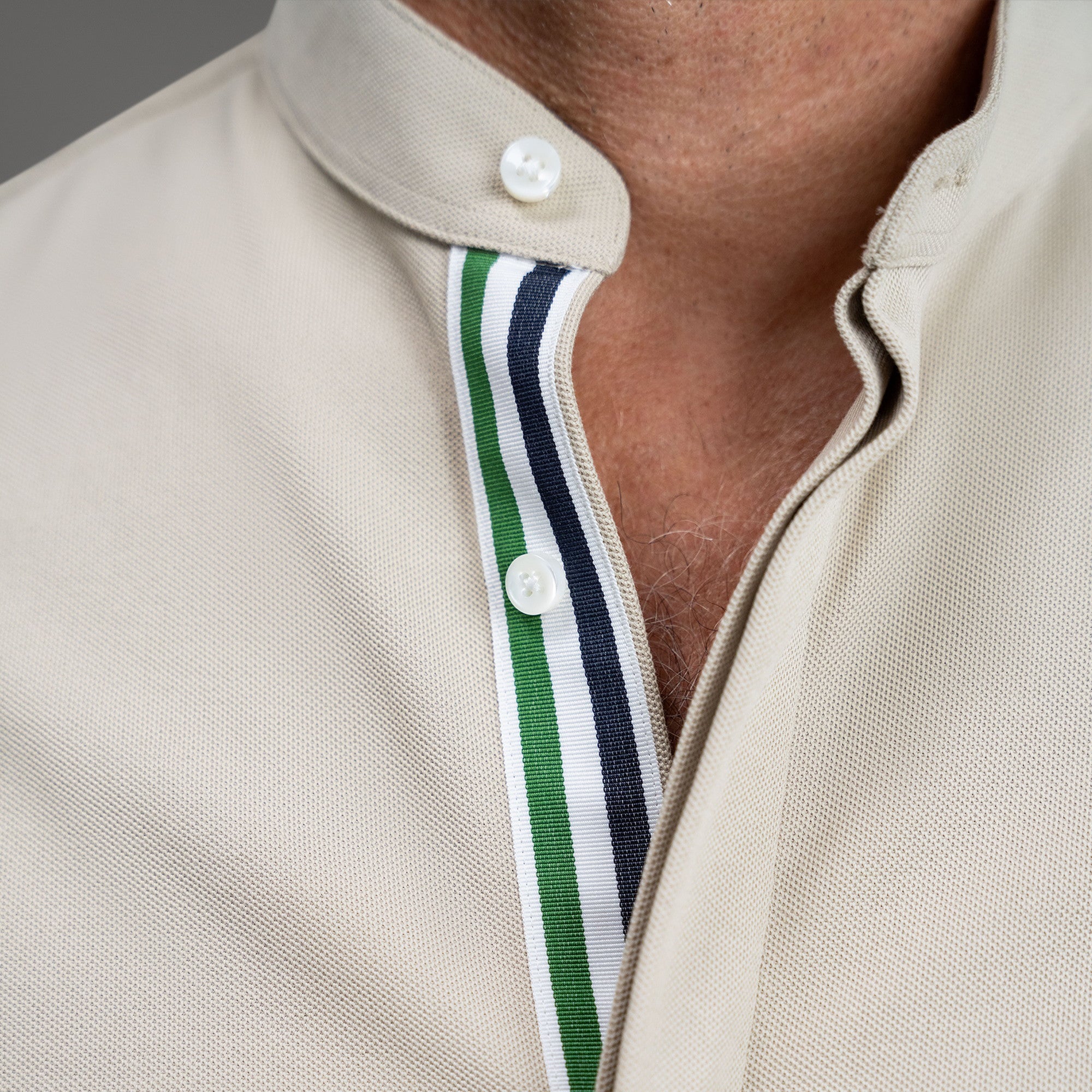 Bespoke Custom Monk Shirt model Guillermo in Khaki