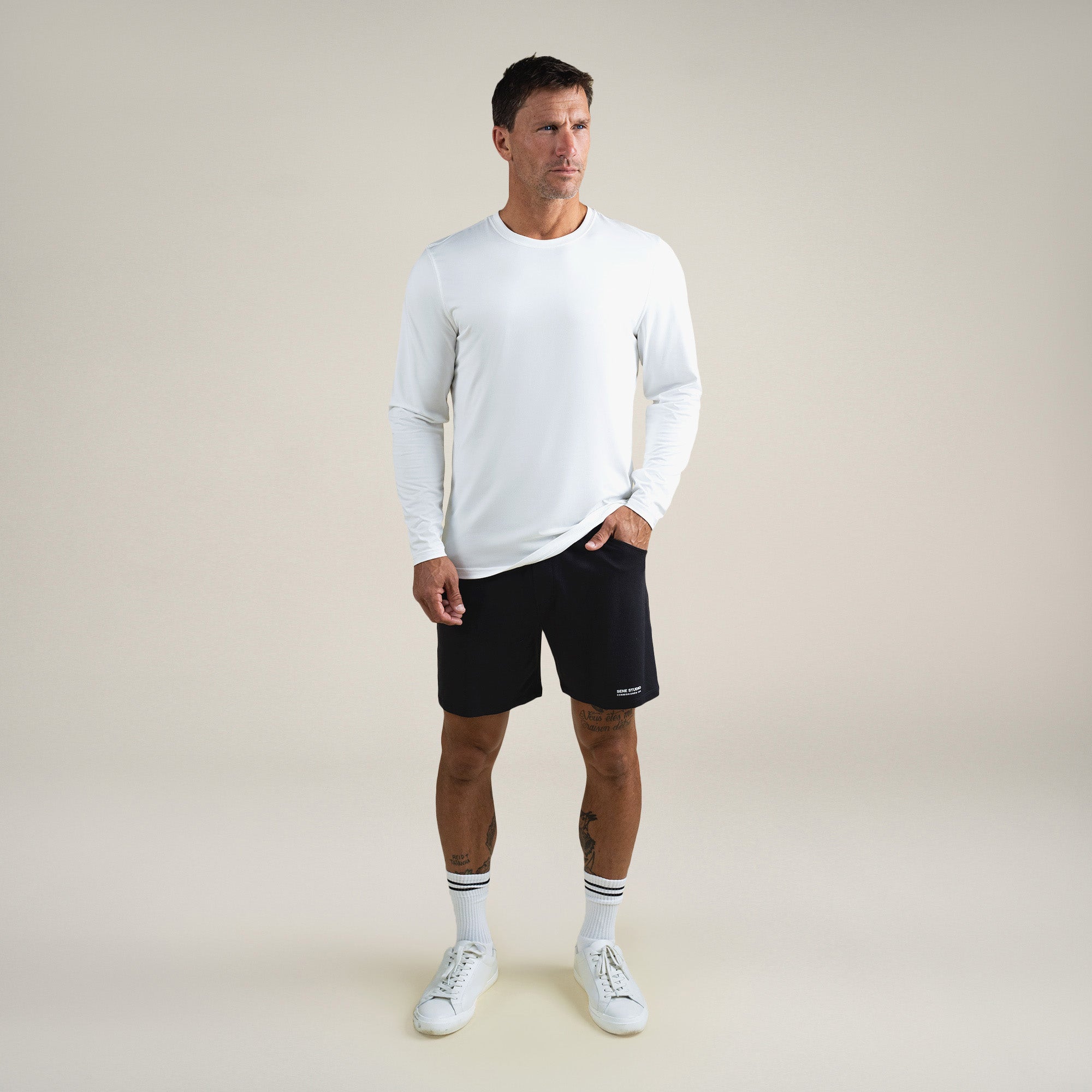 Tags:(6'0"|180 lbs) Custom tee model Tyler in White