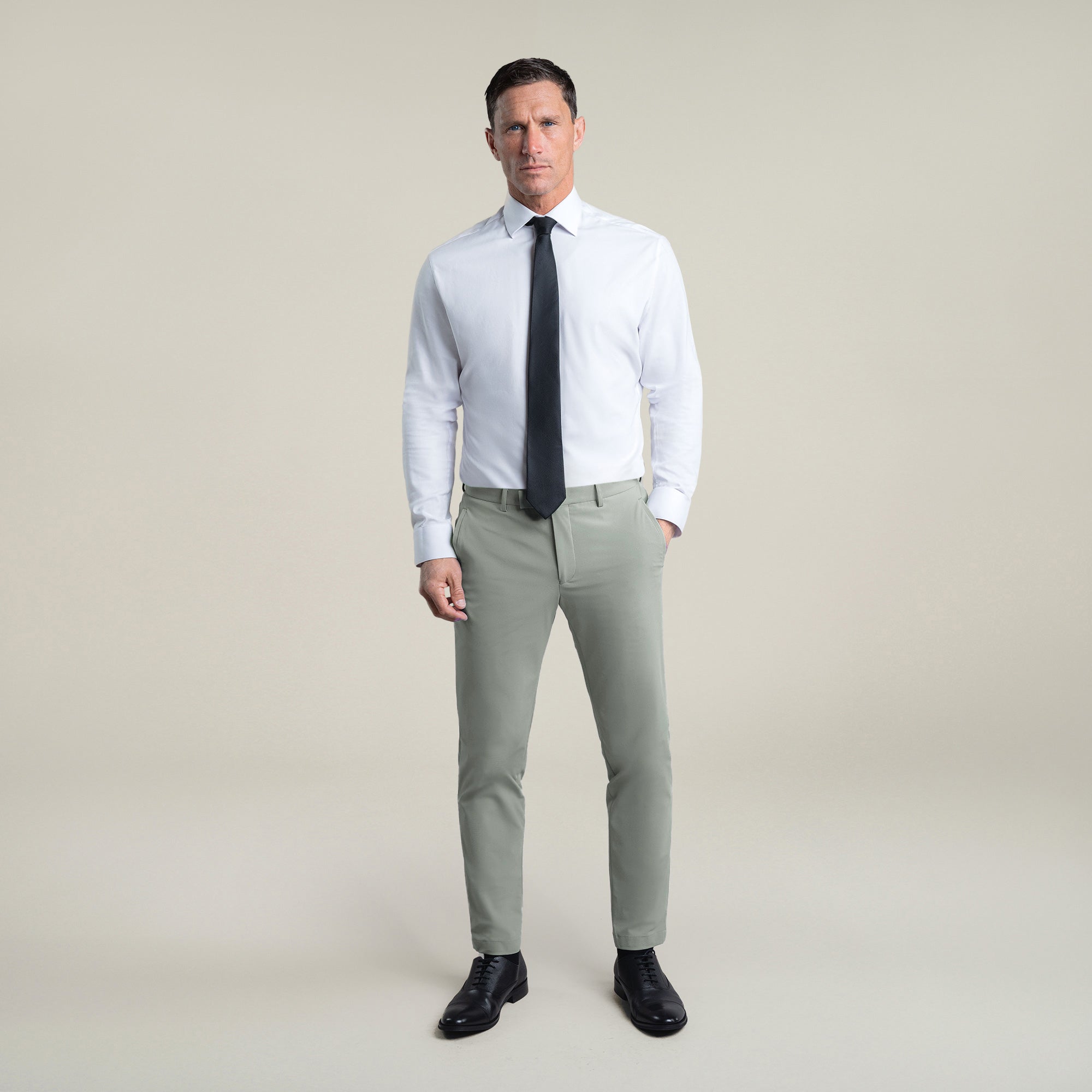 Bespoke custom athleisure technical men's suit model Tyler in Sterling