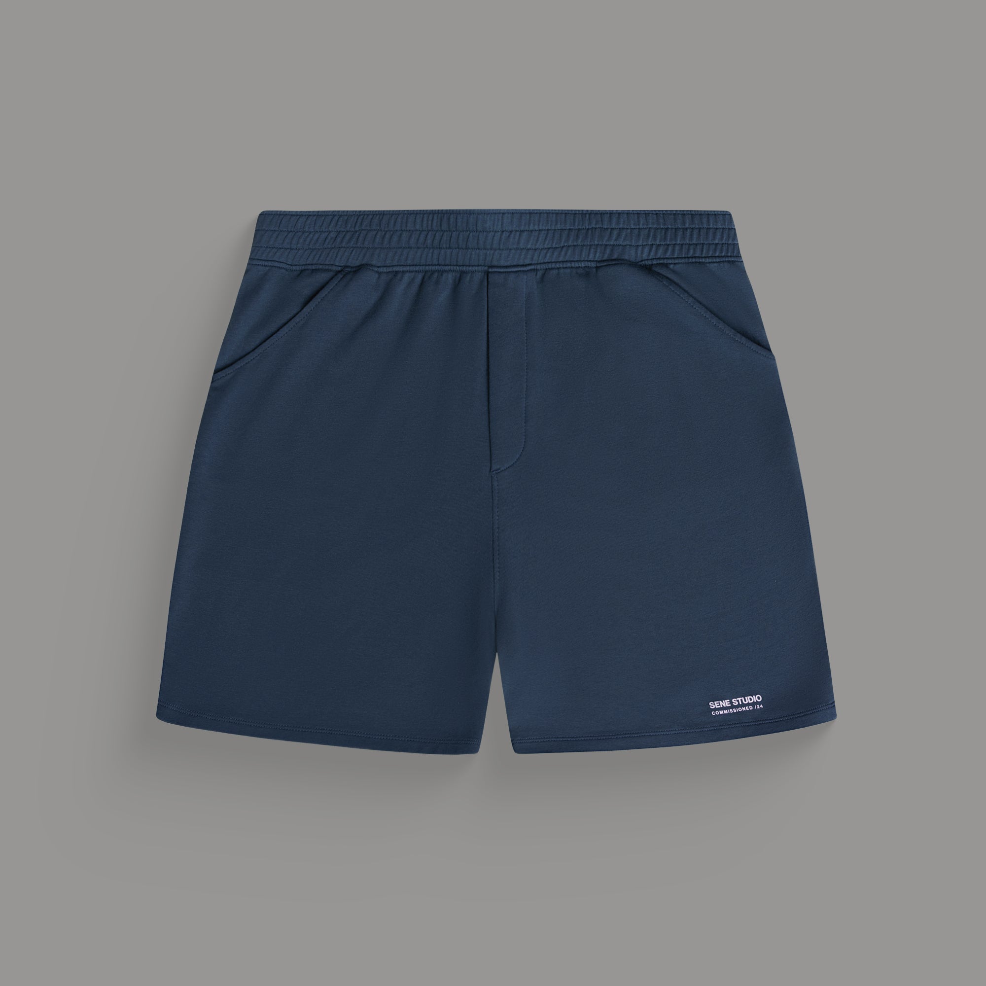 Custom bespoke shorts athleisure athletic build model Tyler in Deep Sea