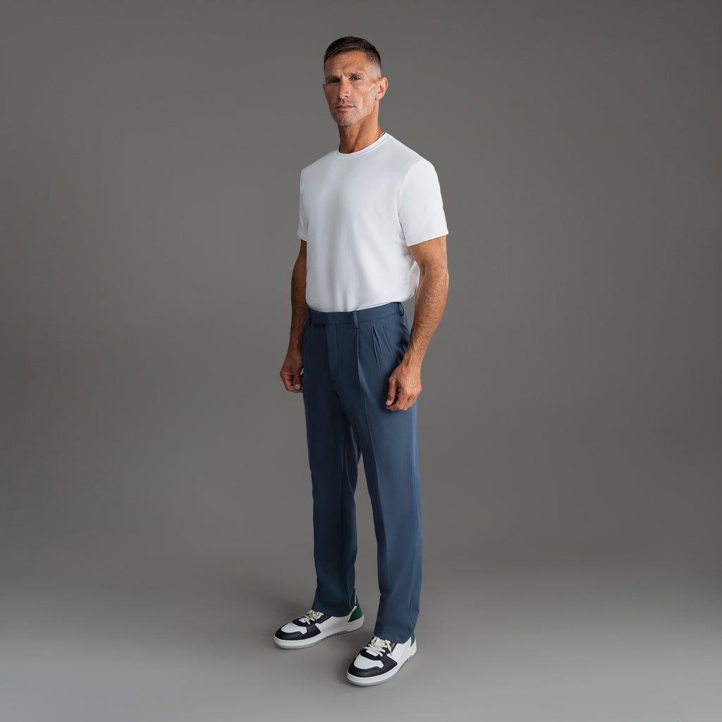 bespoke custom trousers pant chino performance technical model Tyler in Marina