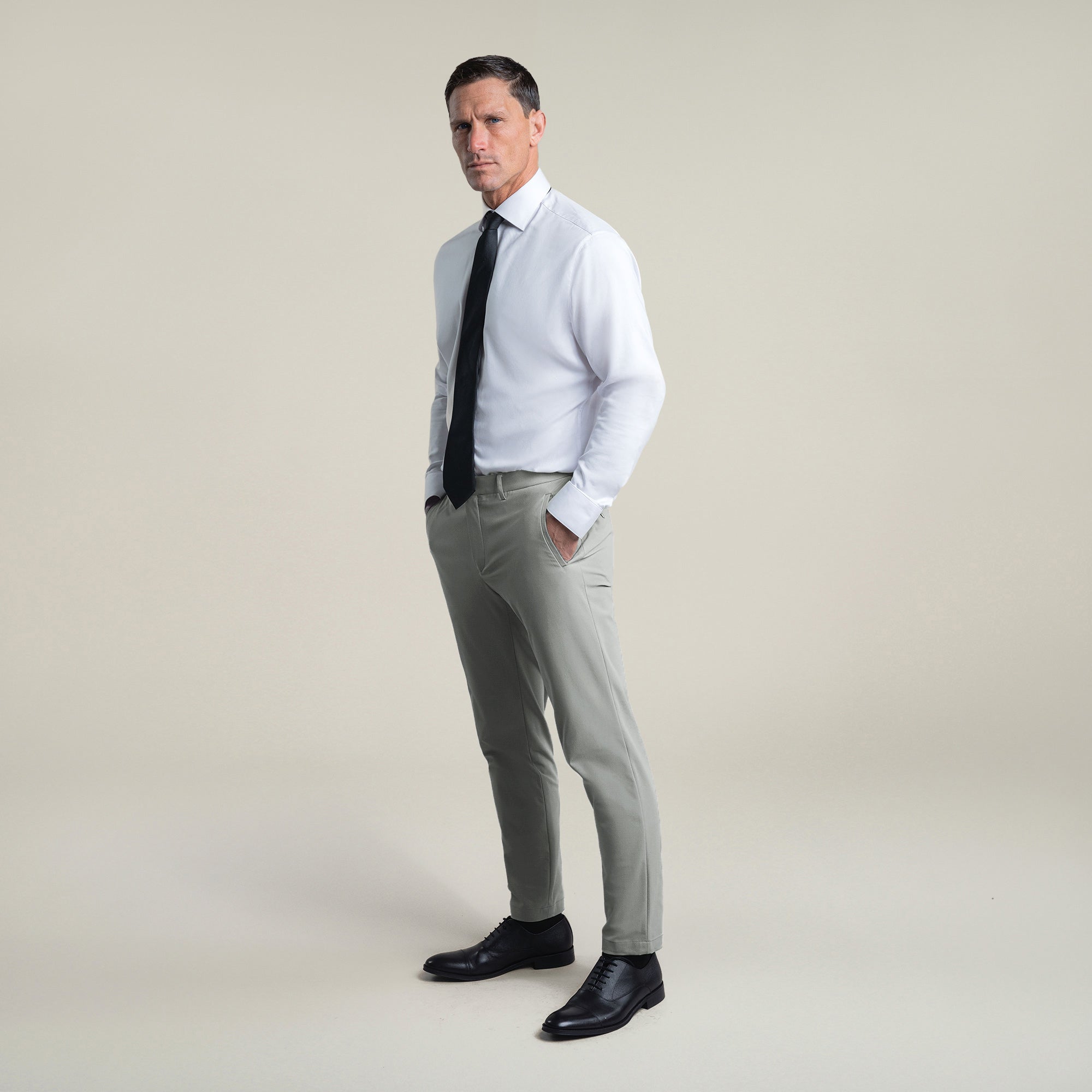 Bespoke custom athleisure technical men's suit model Tyler in Sterling