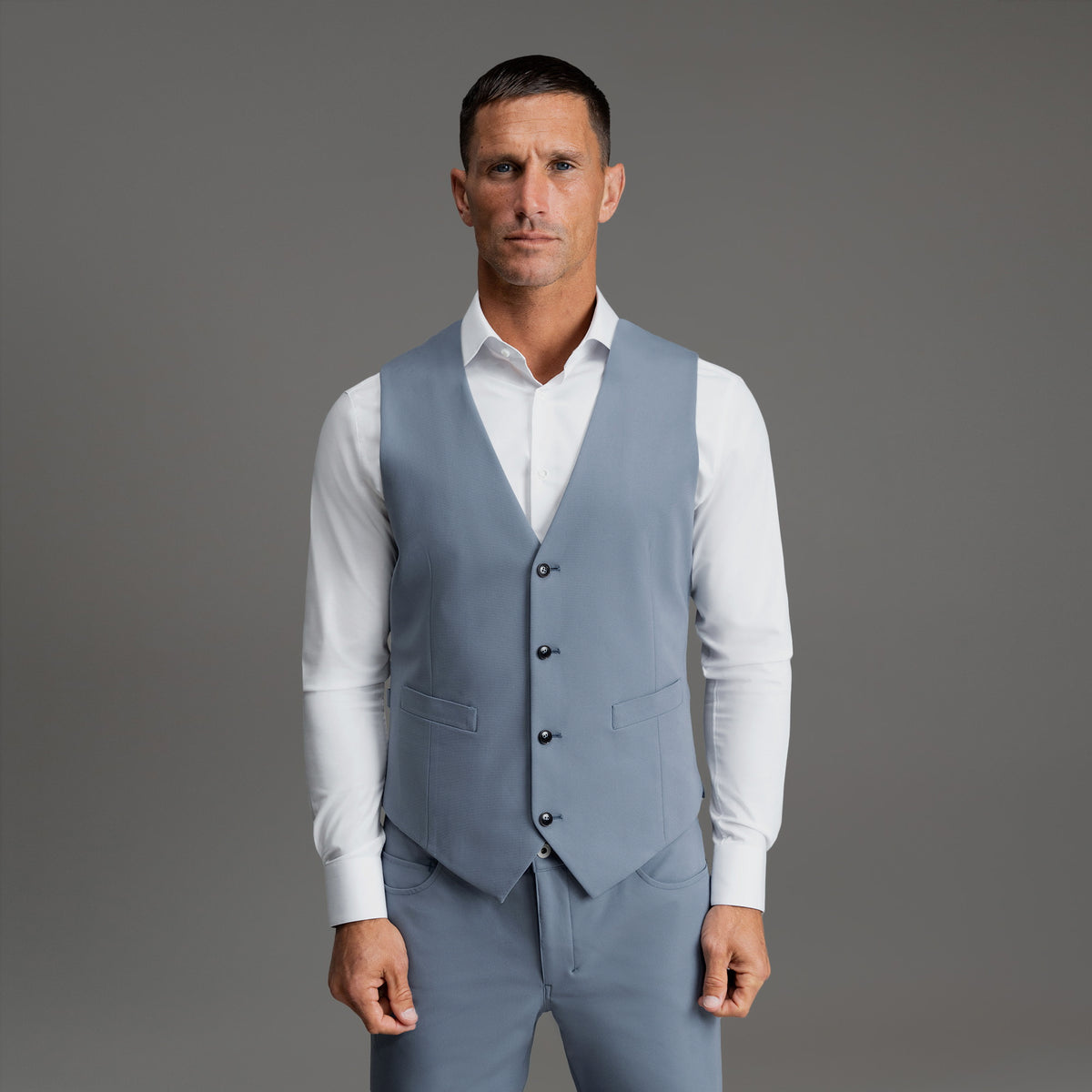 Custom suit vest model Tyler in Steel Blue