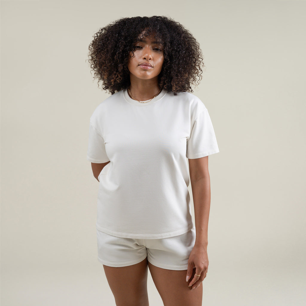  custom t-shirt tee model Melissa in Bone