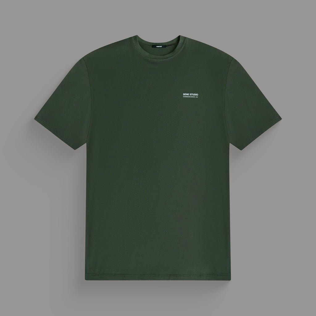 Tags:(6'0" - 180 lbs|Medium) custom t-shirt tee model Tyler in Moss