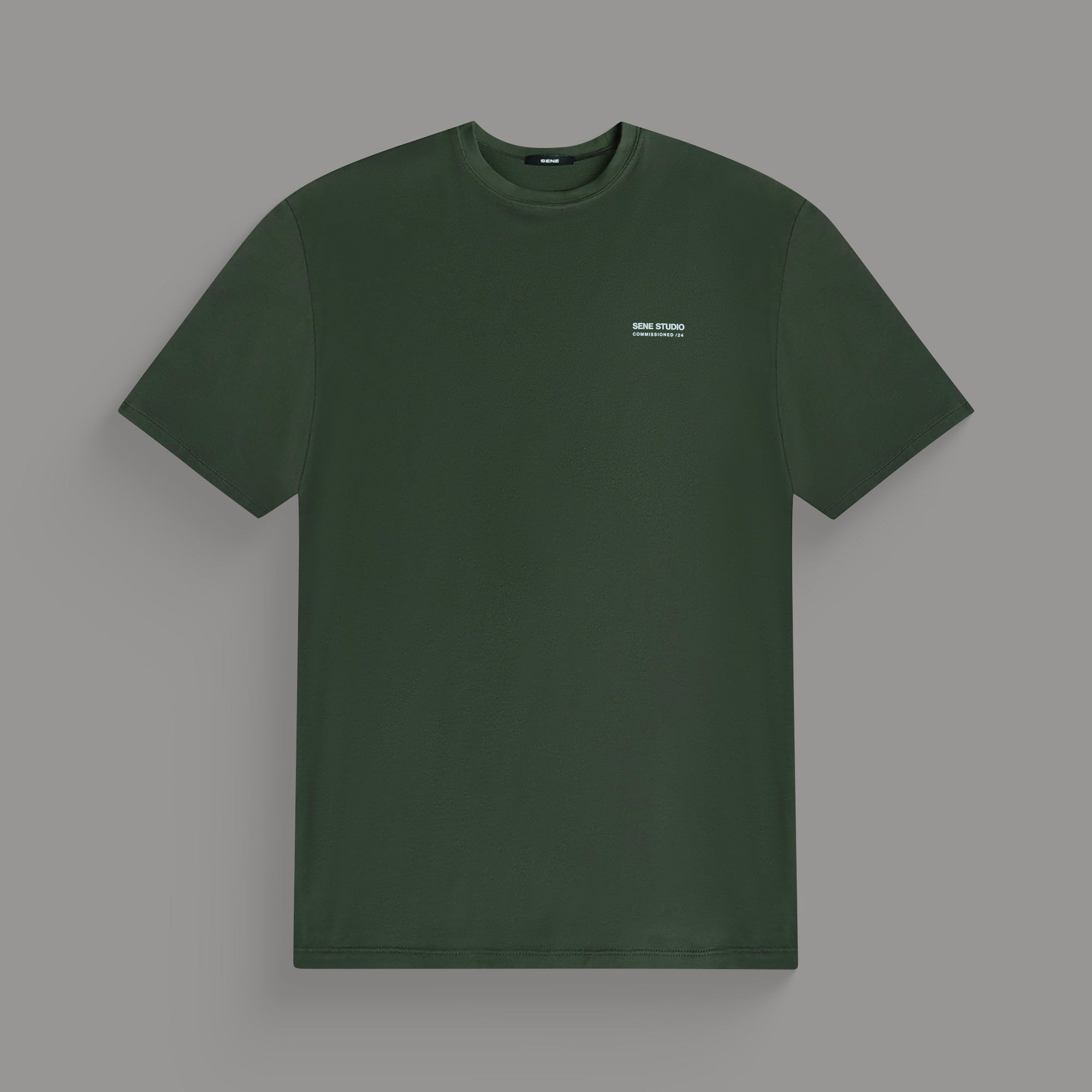 Tags:(6'0" - 180 lbs|Medium) custom t-shirt tee model Tyler in Moss