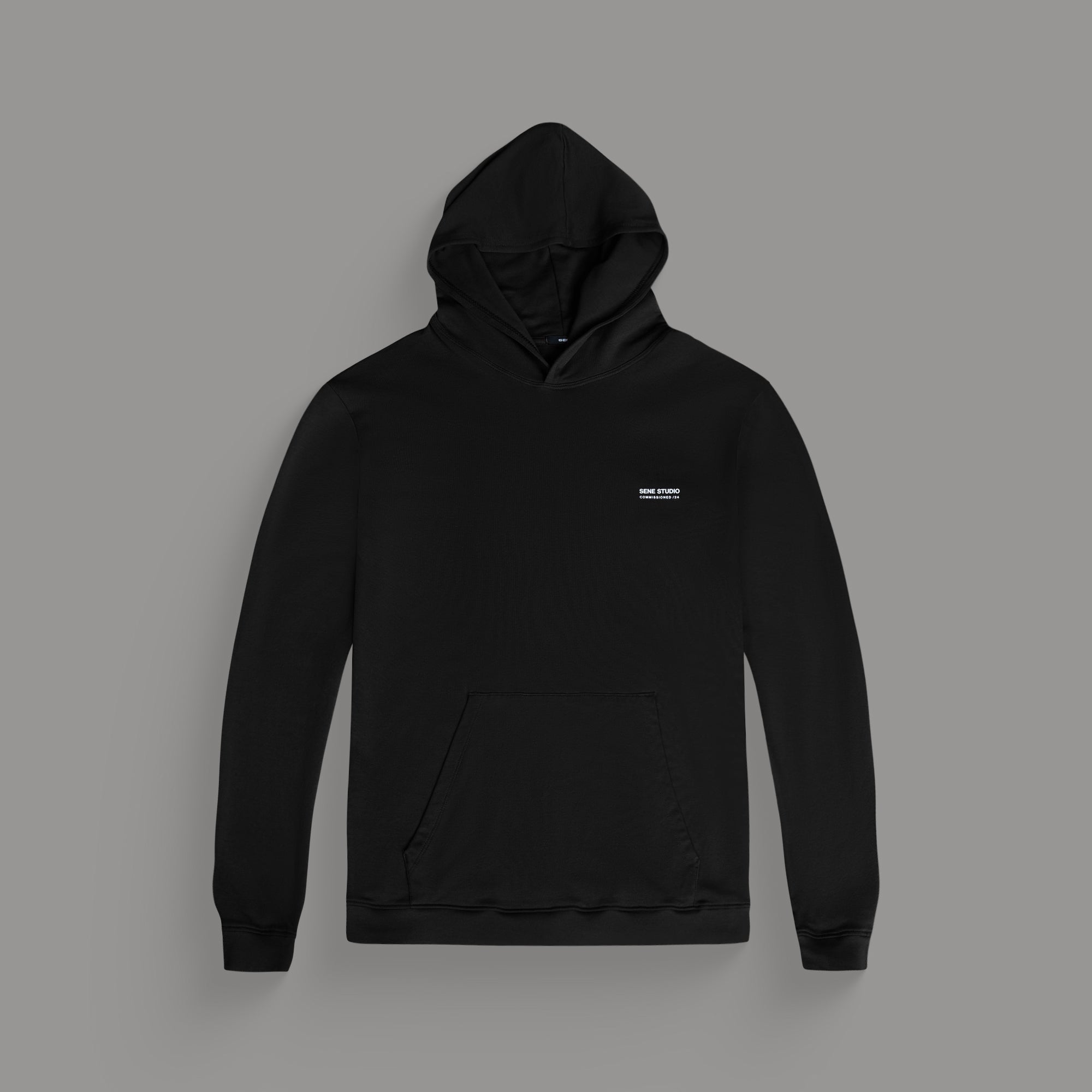 men's custom hoodie model Tyler in Black