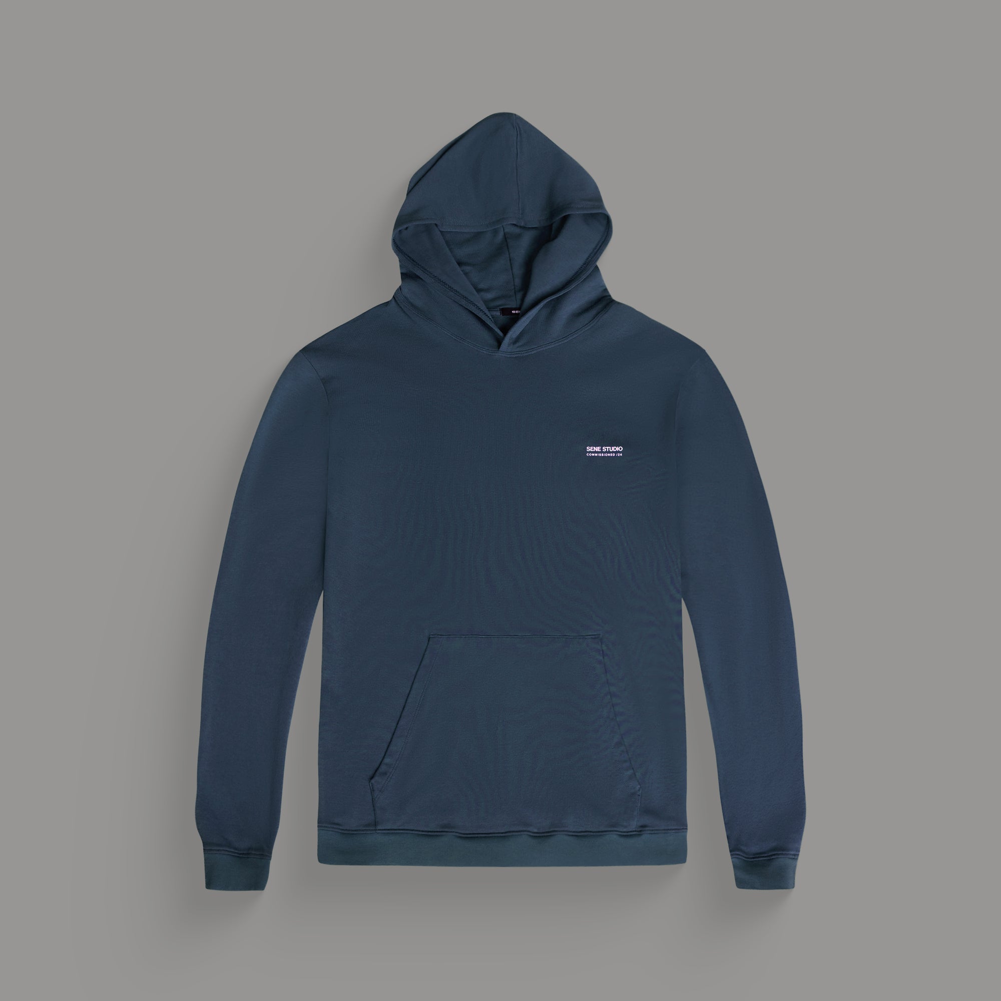 men's custom hoodie model Tyler in Deep Sea