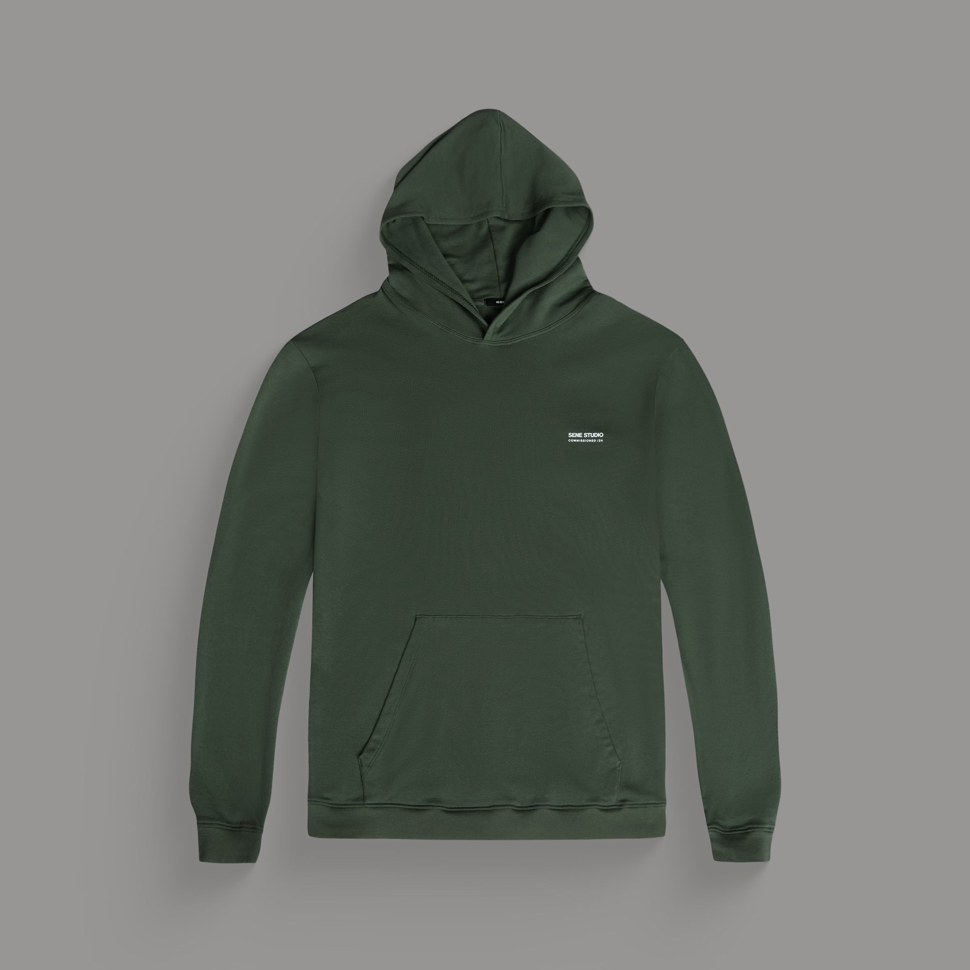 men's custom hoodie model Tyler in Moss
