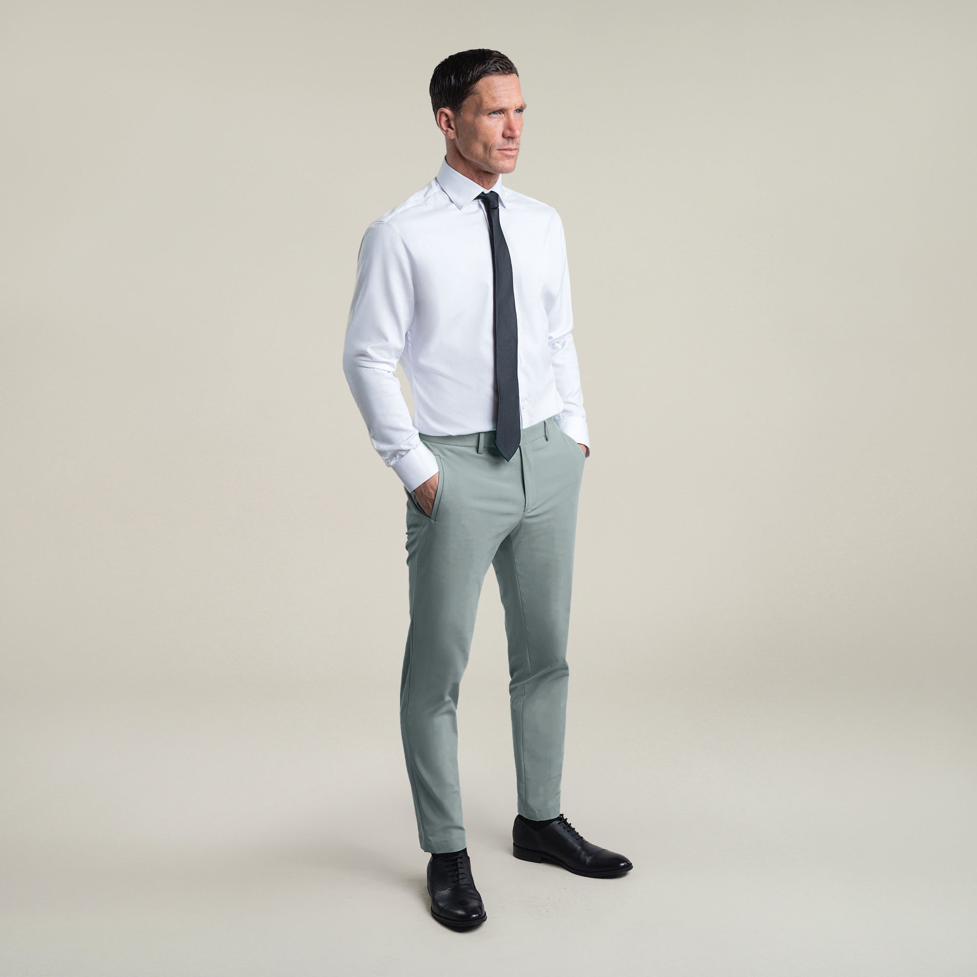 Tags:(6'0"|180 lbs) Bespoke custom athleisure technical men's suit los angeles model Tyler in Wind