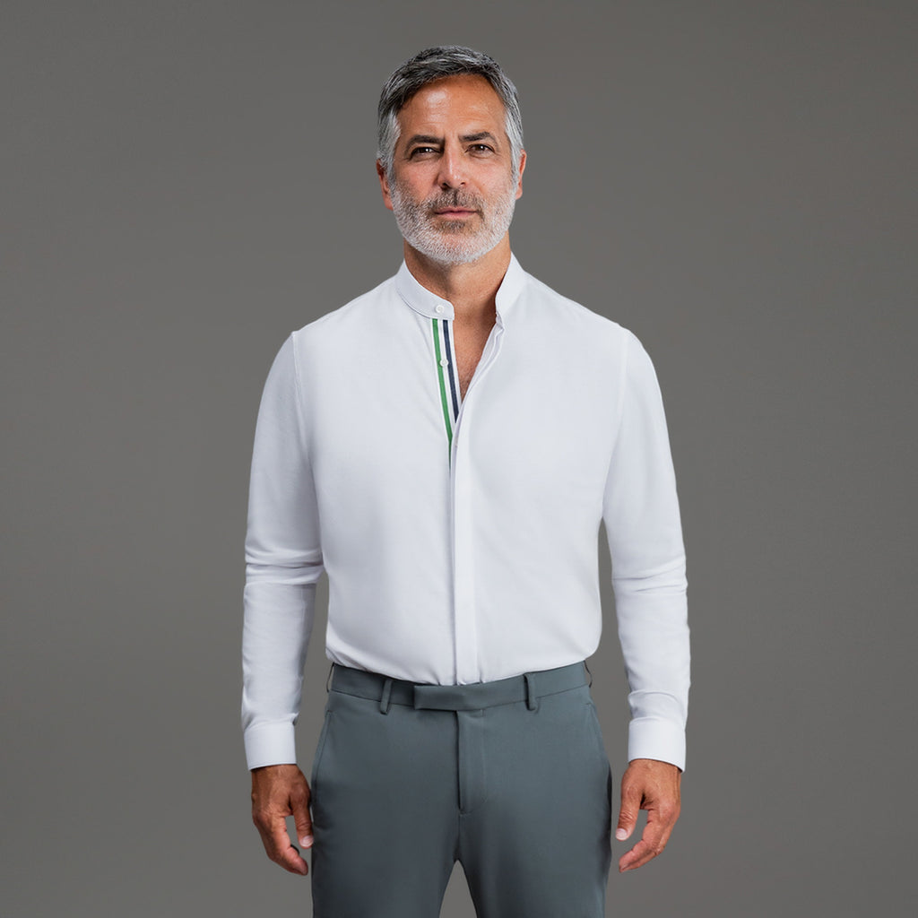 Bespoke Custom Monk Shirt model Guillermo in White