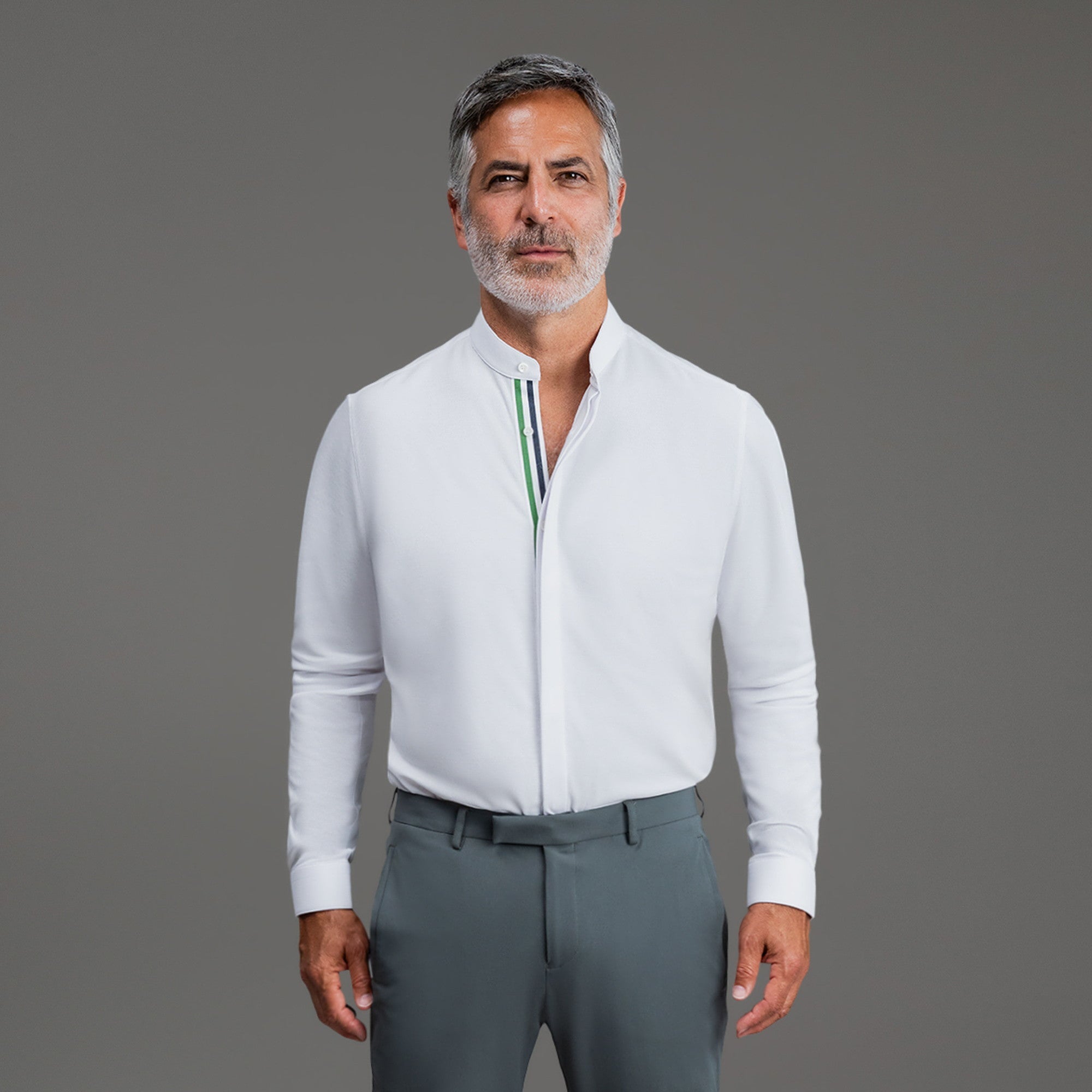 Bespoke Custom Monk Shirt model Guillermo in White