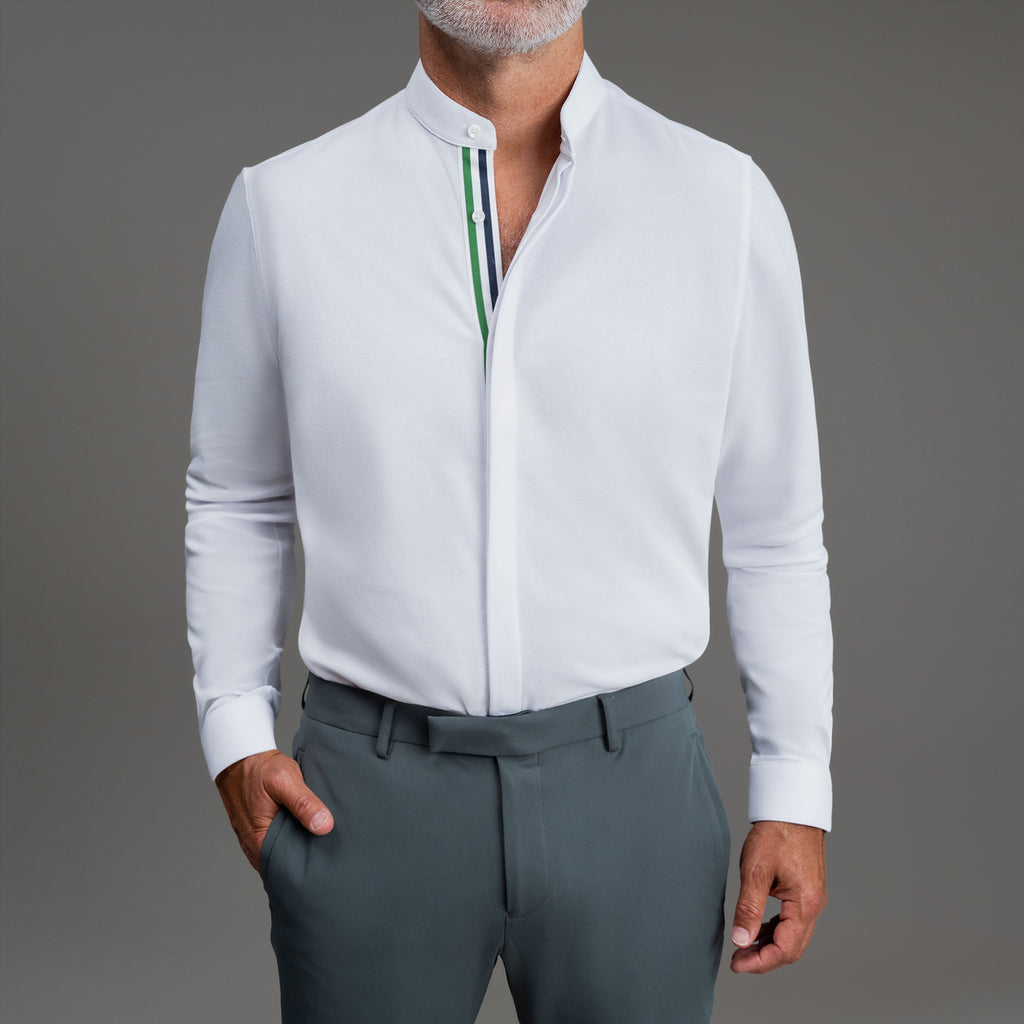 Bespoke Custom Monk Shirt model Guillermo in White