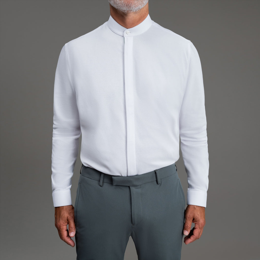 Bespoke Custom Monk Shirt model Guillermo in White