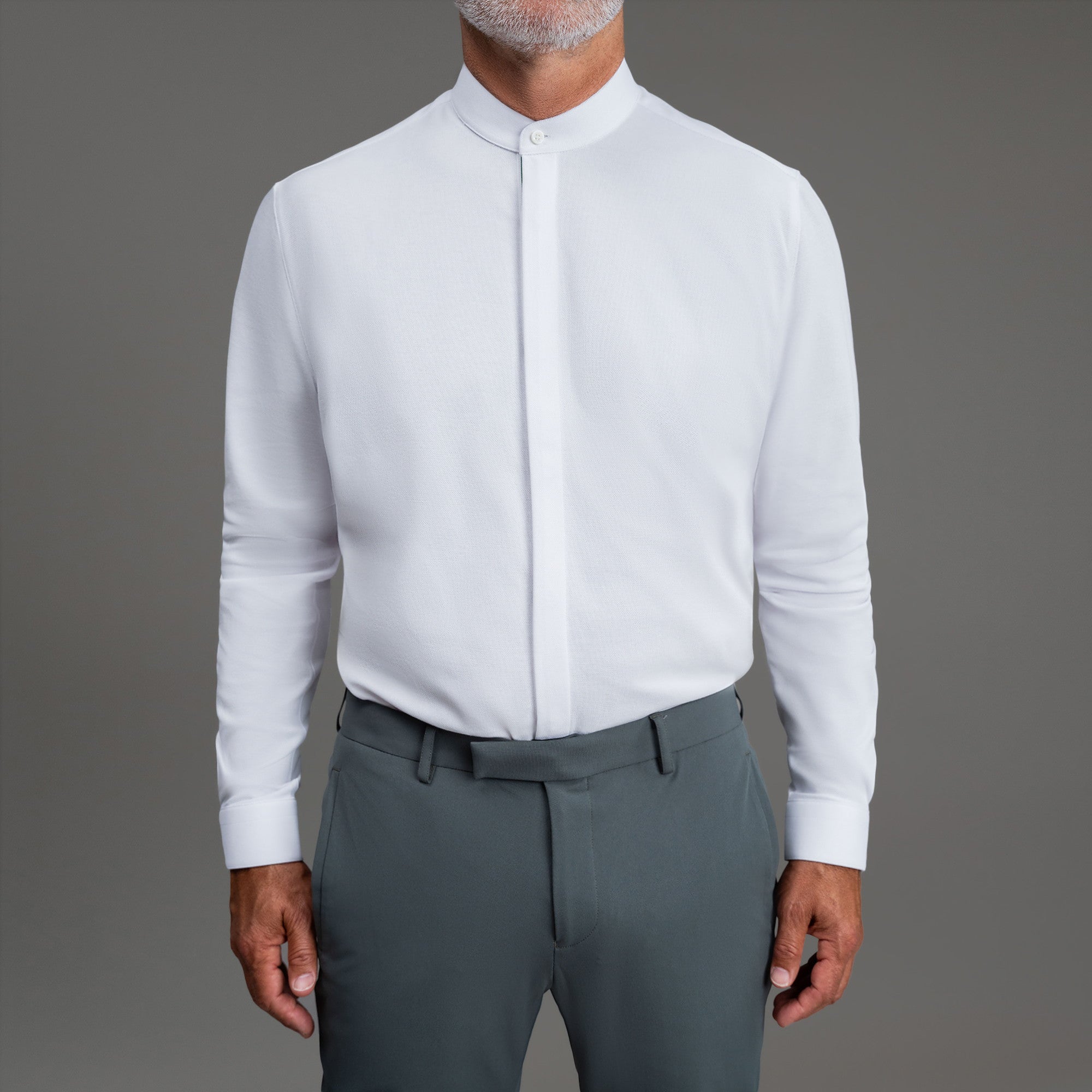 Bespoke Custom Monk Shirt model Guillermo in White