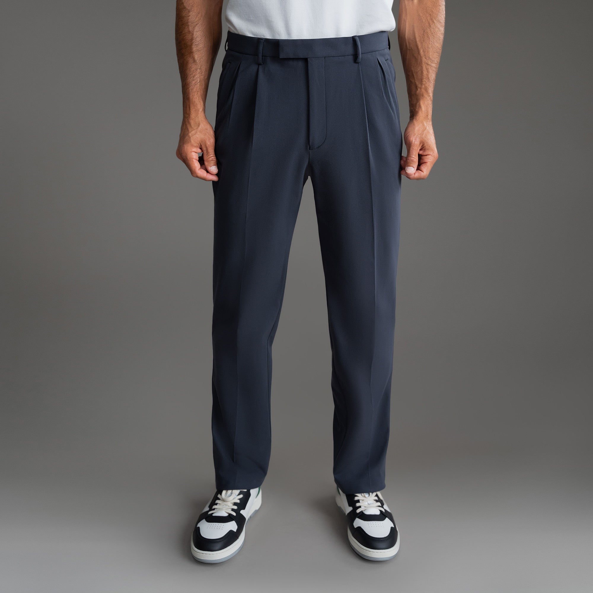 bespoke custom trousers pant chino performance technical model Tyler in Charcoal