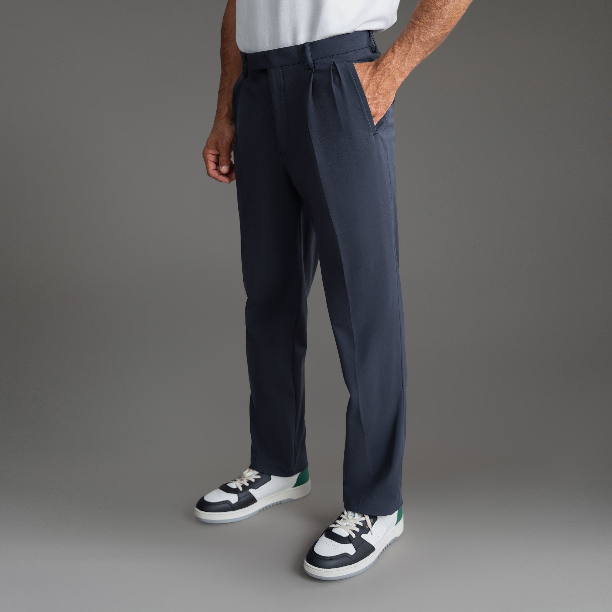 bespoke custom trousers pant chino performance technical model Tyler in Charcoal