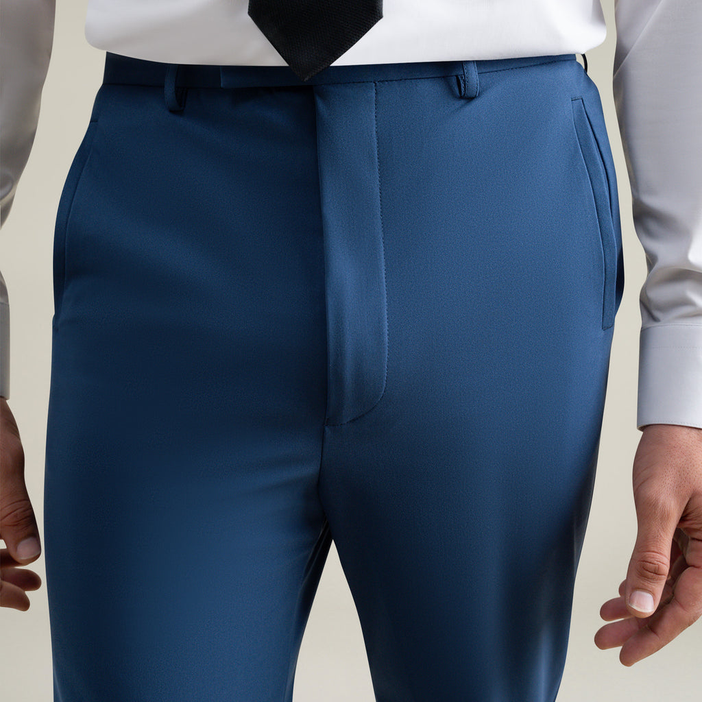 Tags:(6'1"|165) Bespoke custom athleisure technical athletic stretch suit los angeles model Jessey in Italian Blue