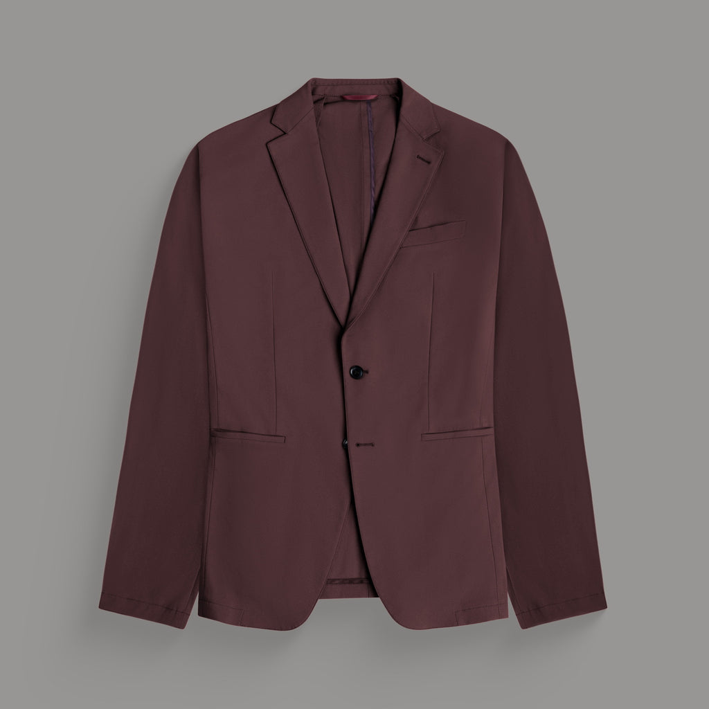 Tags:(6'0"|180 lbs) Bespoke custom athleisure technical men's suit los angeles model Tyler in Maroon