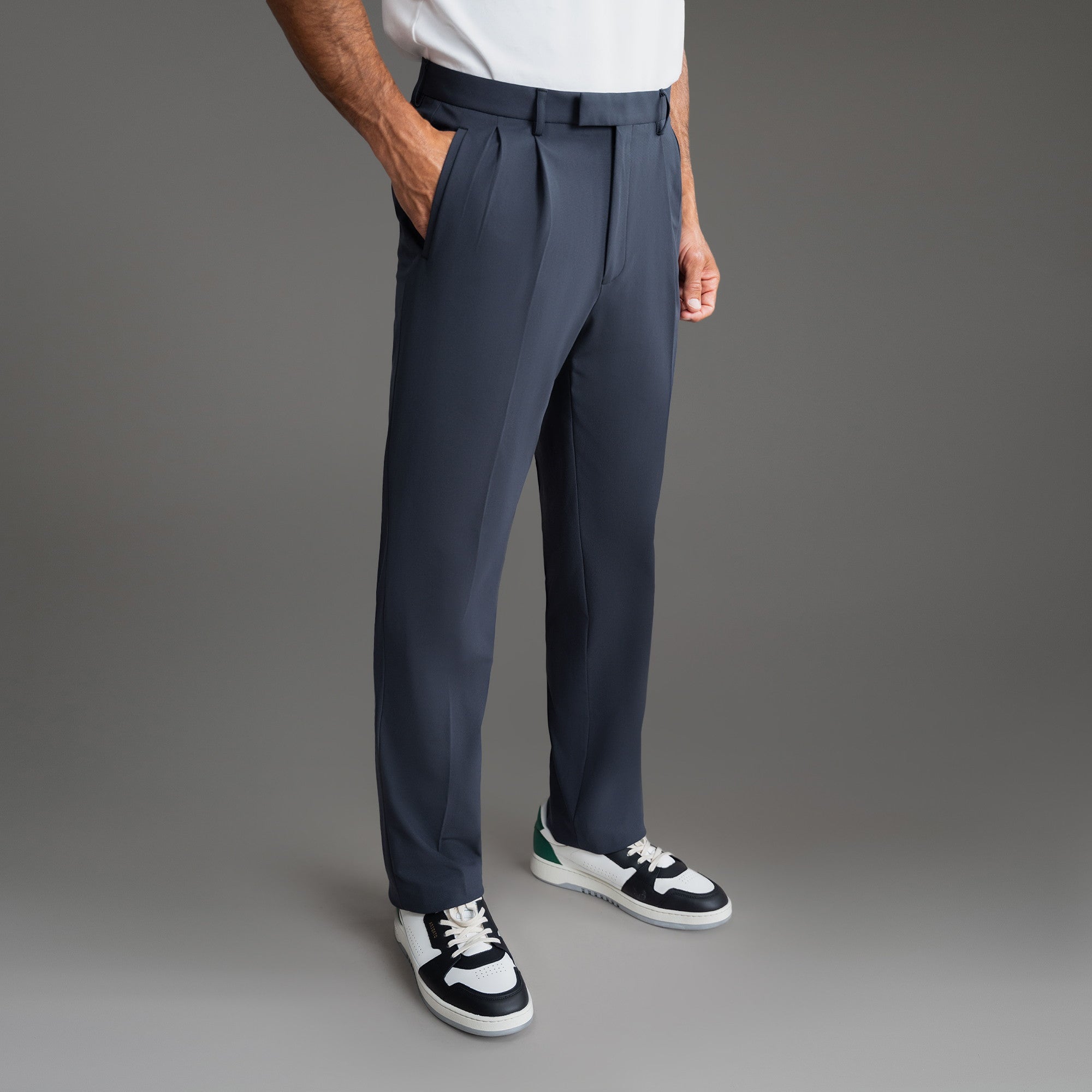 bespoke custom trousers pant chino performance technical model Tyler in Charcoal