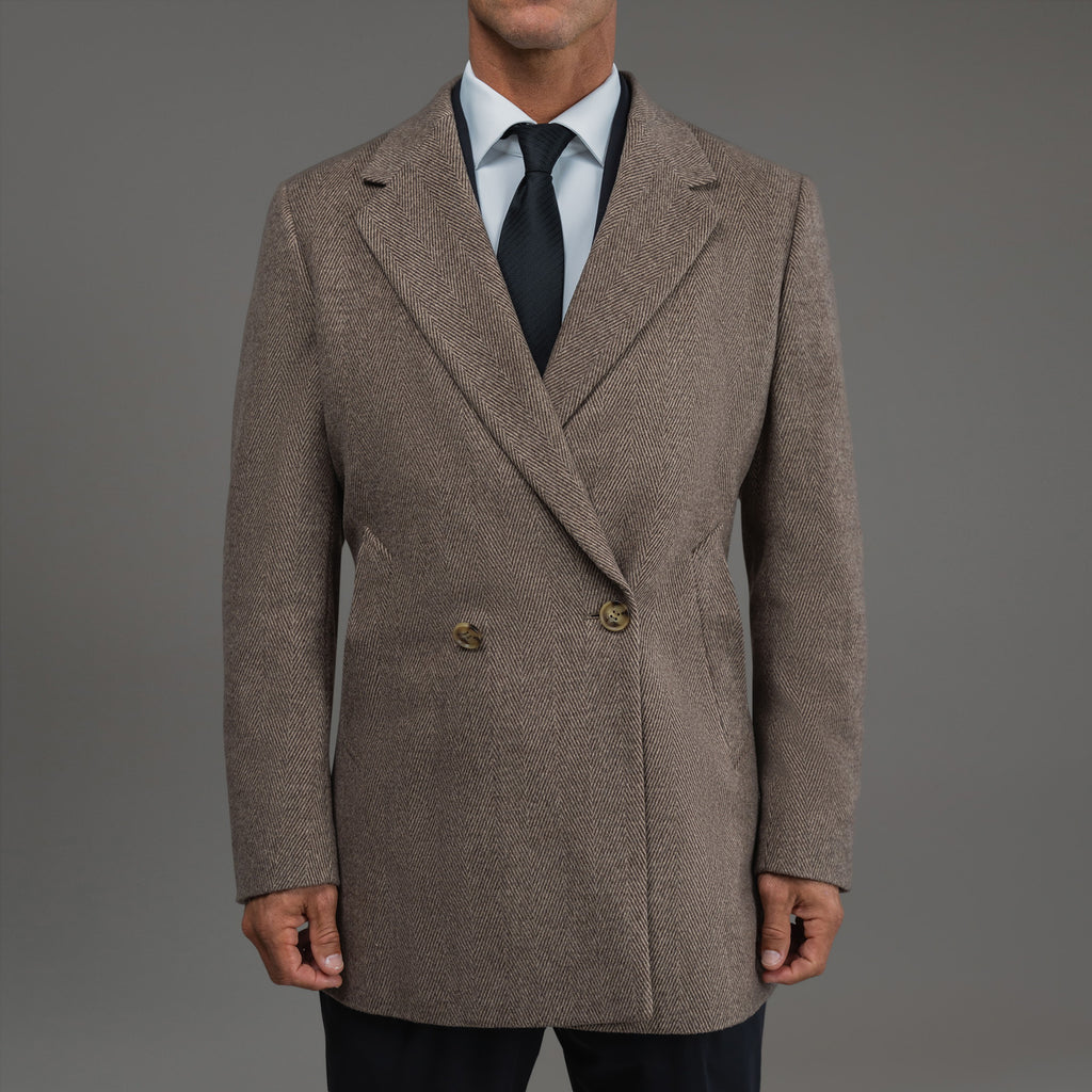 Tags:(6'0"|180 lbs) Bespoke custom linen men's suit los angeles model Tyler in  Brown