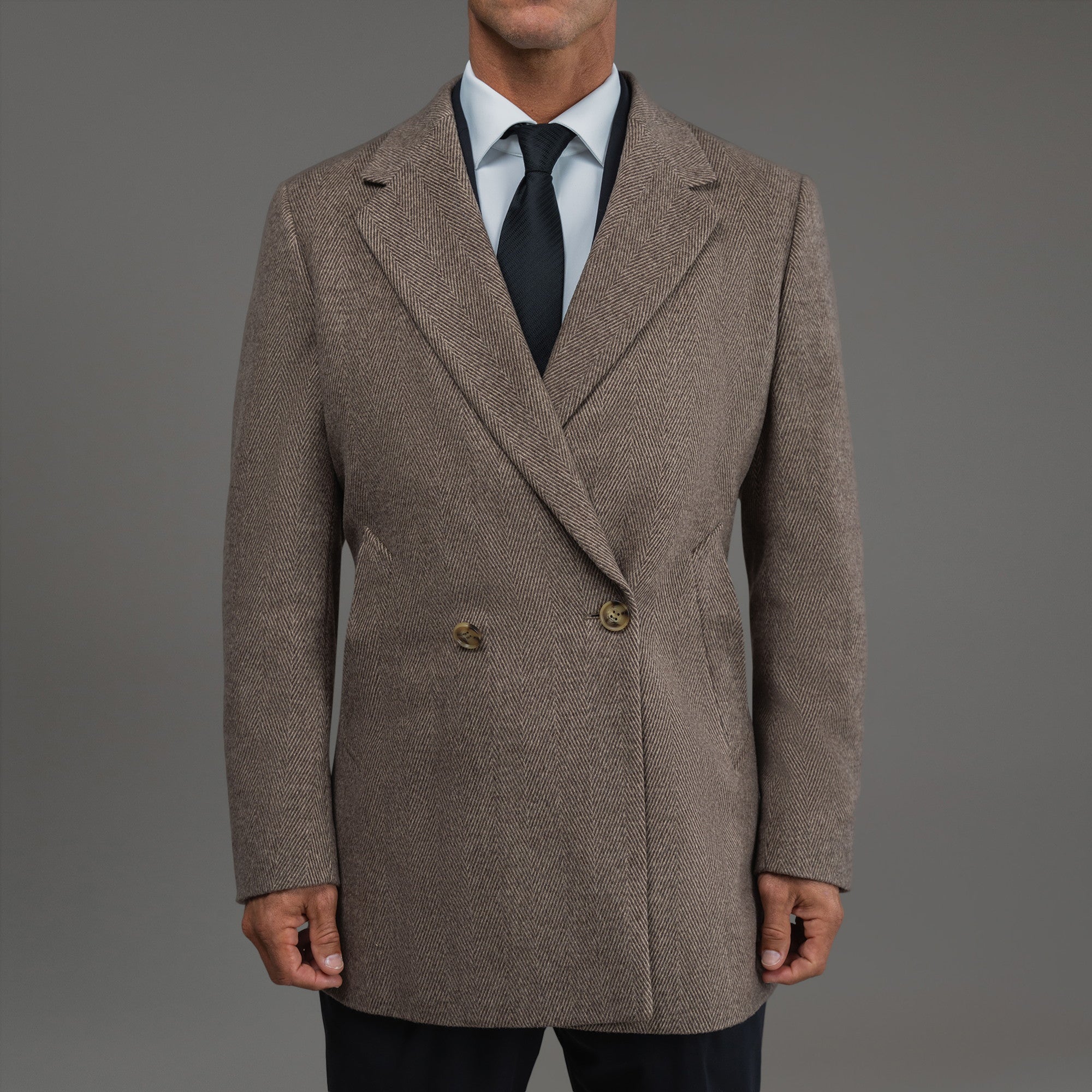 Tags:(6'0"|180 lbs) Bespoke custom linen men's suit los angeles model Tyler in  Brown