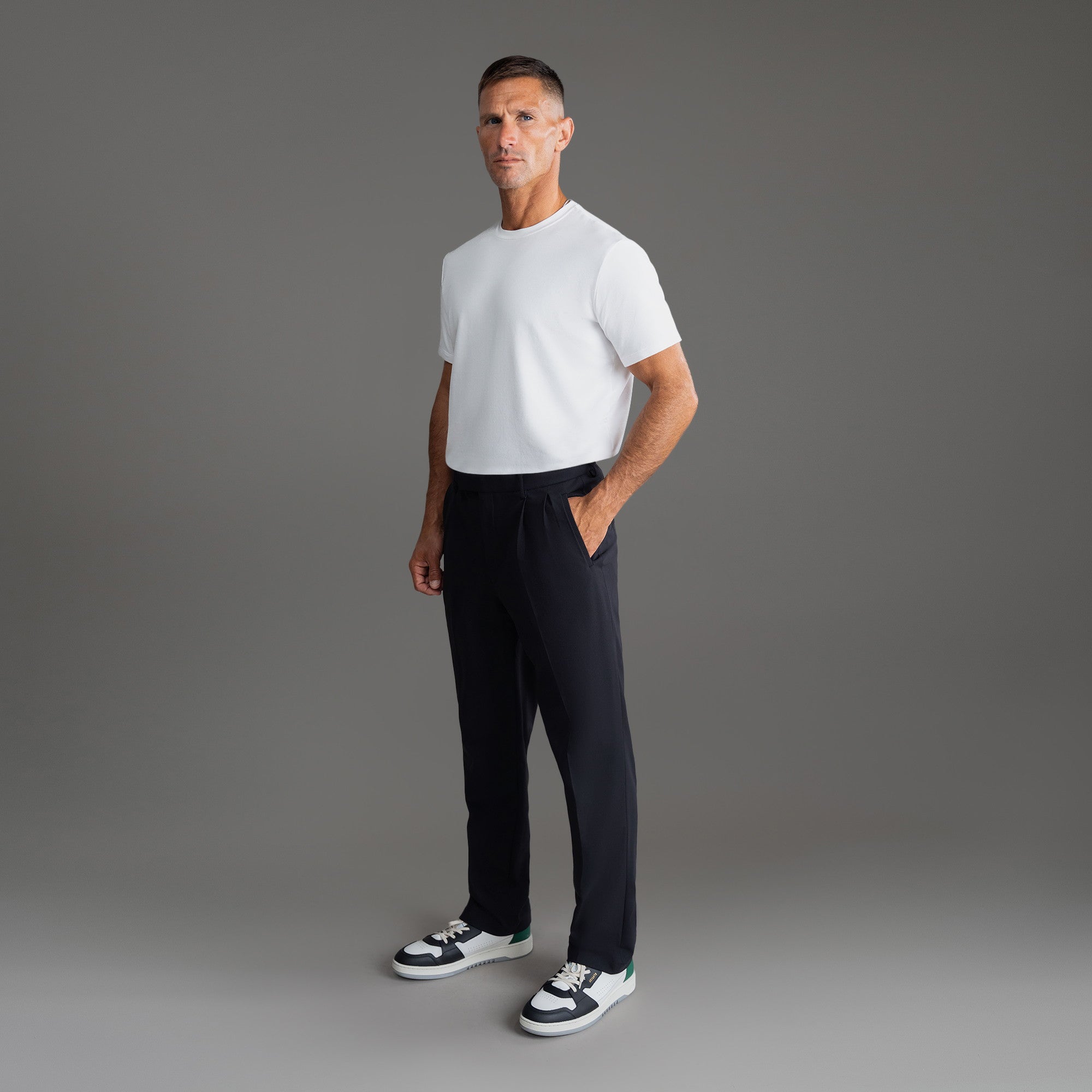 bespoke custom trousers pant chino performance technical model Tyler in Black