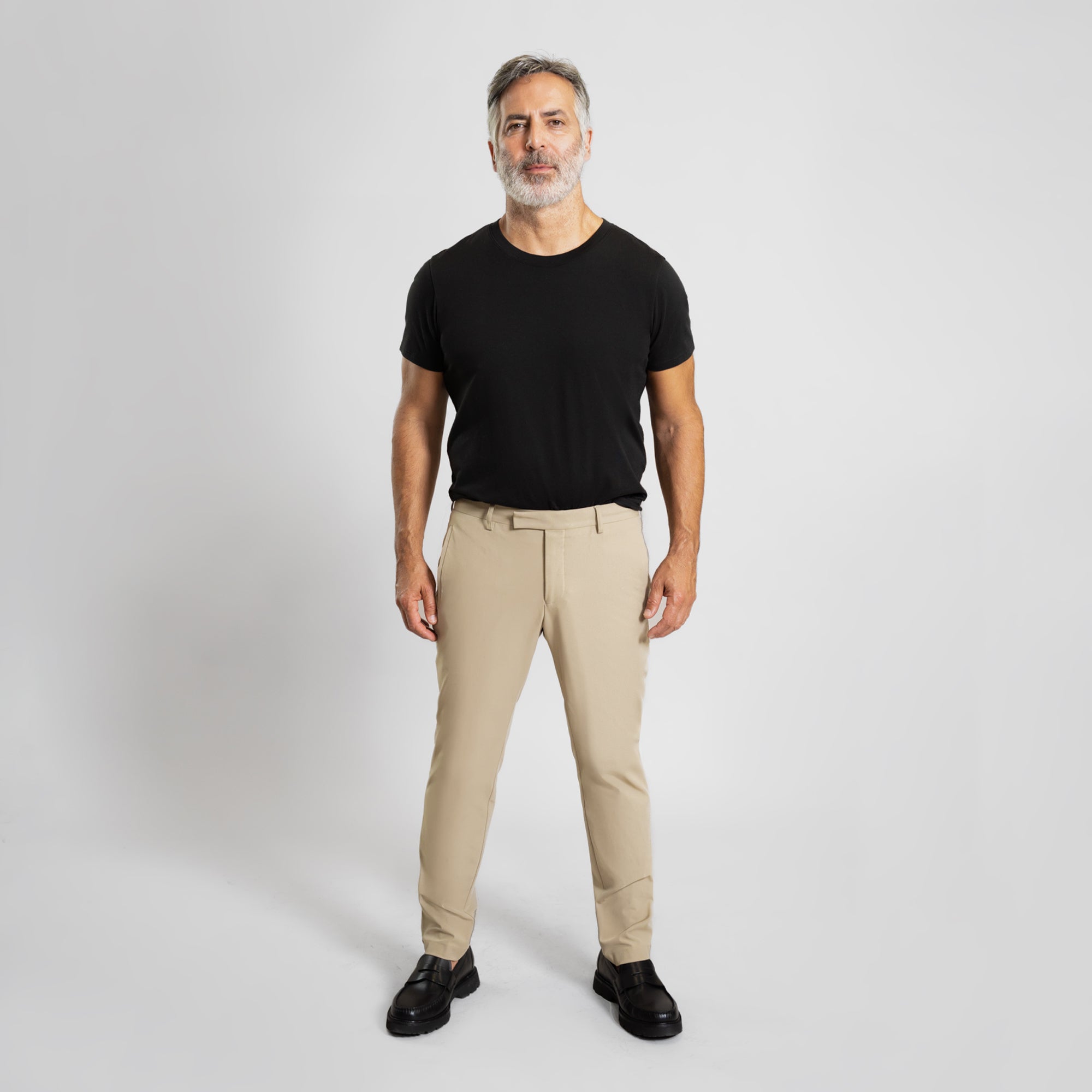 bespoke custom trousers pant chino performance technical model Guillermo in Warm Khaki