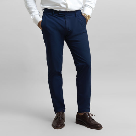 bespoke custom trousers pant chino performance technical model Guillermo in Navy