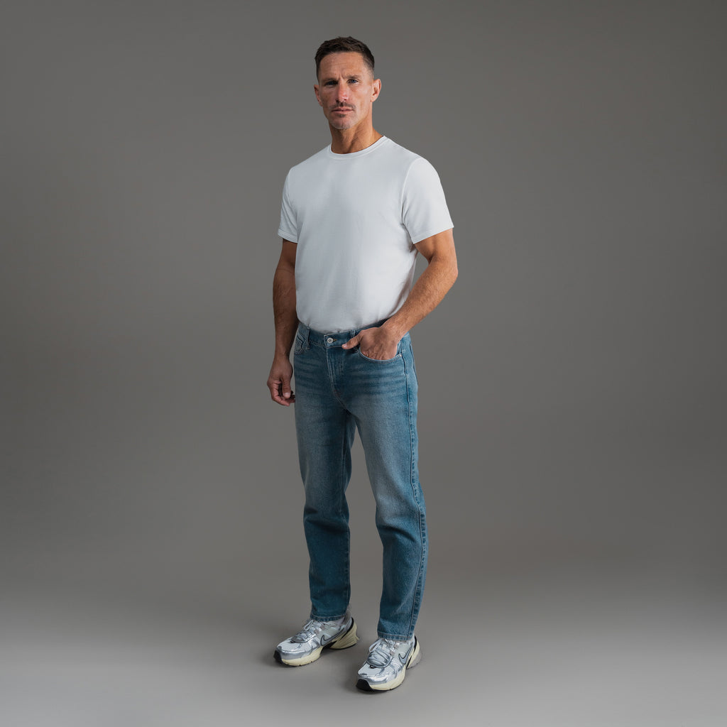 Tags:(Tailored Fit) sizeless bespoke custom jeans model Tyler in Indigo Dune