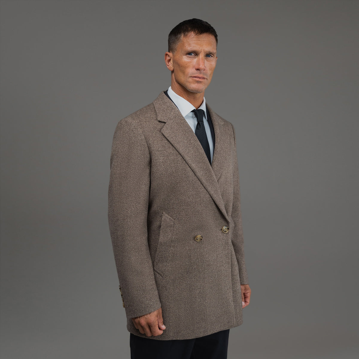 Tags:(6'0"|180 lbs) Bespoke custom linen men's suit los angeles model Tyler in  Brown