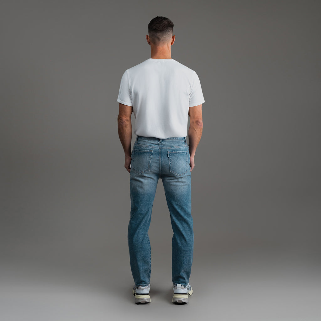 Tags:(Tailored Fit) sizeless bespoke custom jeans model Tyler in Indigo Dune