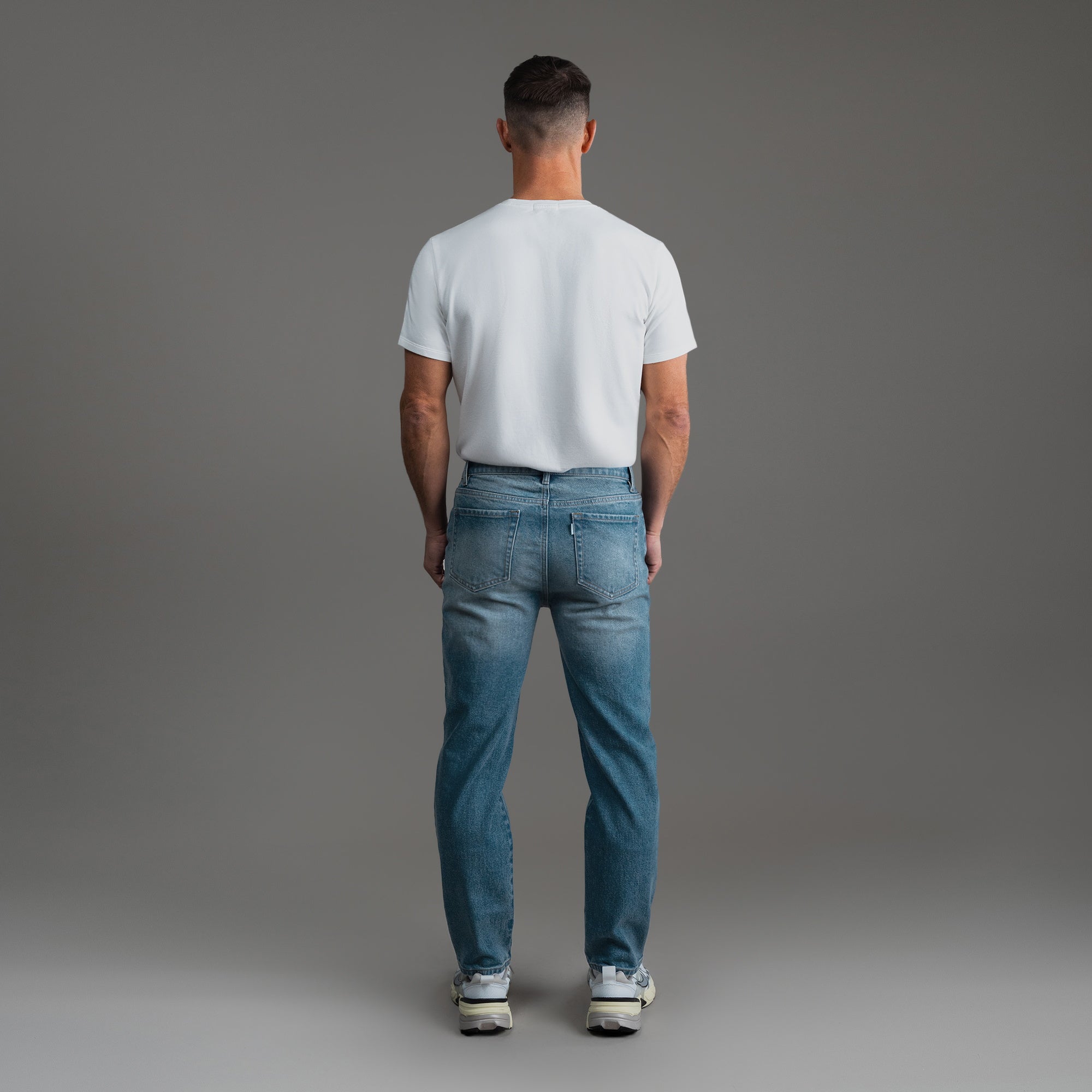 Tags:(Tailored Fit) sizeless bespoke custom jeans model Tyler in Indigo Dune