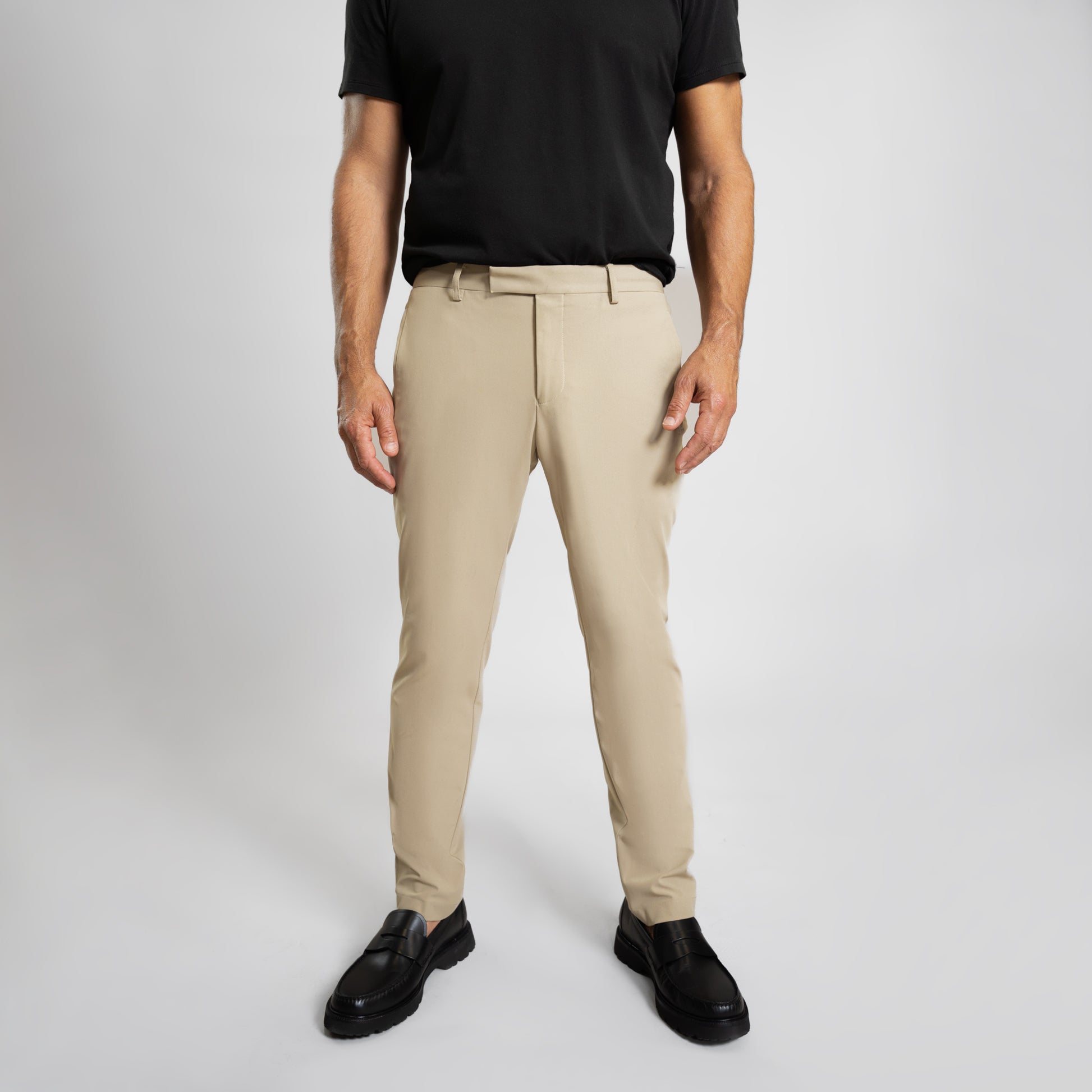 bespoke custom trousers pant chino performance technical model Guillermo in Warm Khaki