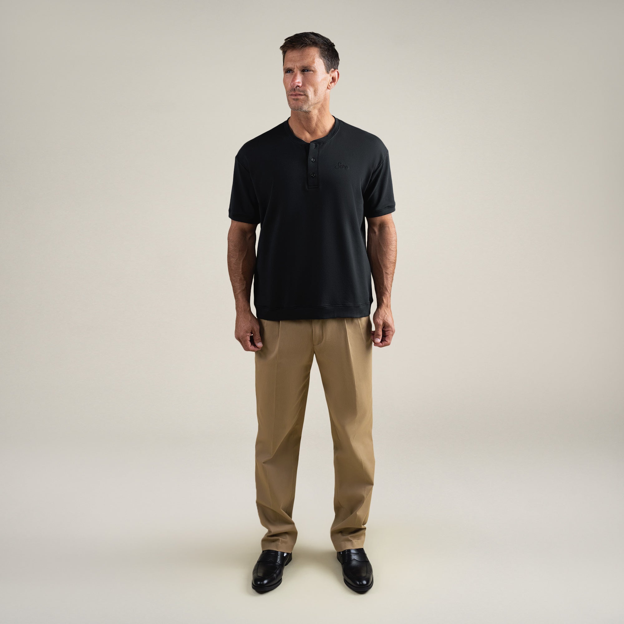 Tags:(6'0" - 180 lbs|Medium) custom t-shirt tee model Tyler in Black