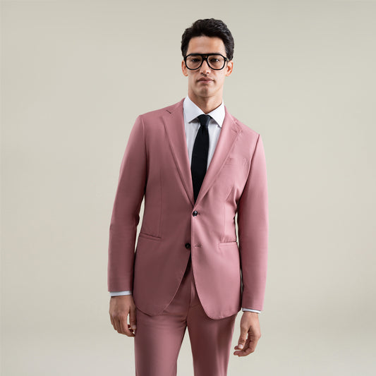 Tags:(6'1"|165) Bespoke custom athleisure technical athletic stretch suit los angeles model Jessey in Desert Rose